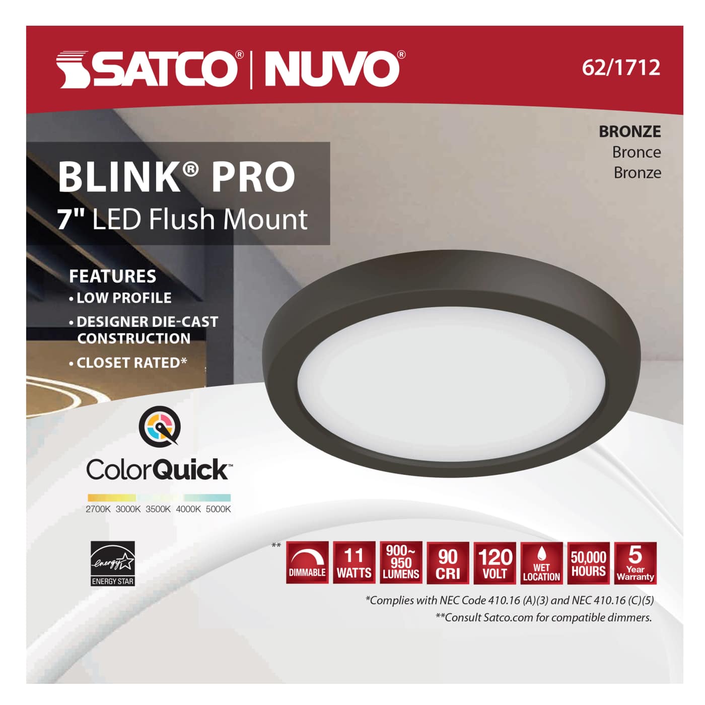 BLINK 11W LED 7" RND BRONZE - 62-1712