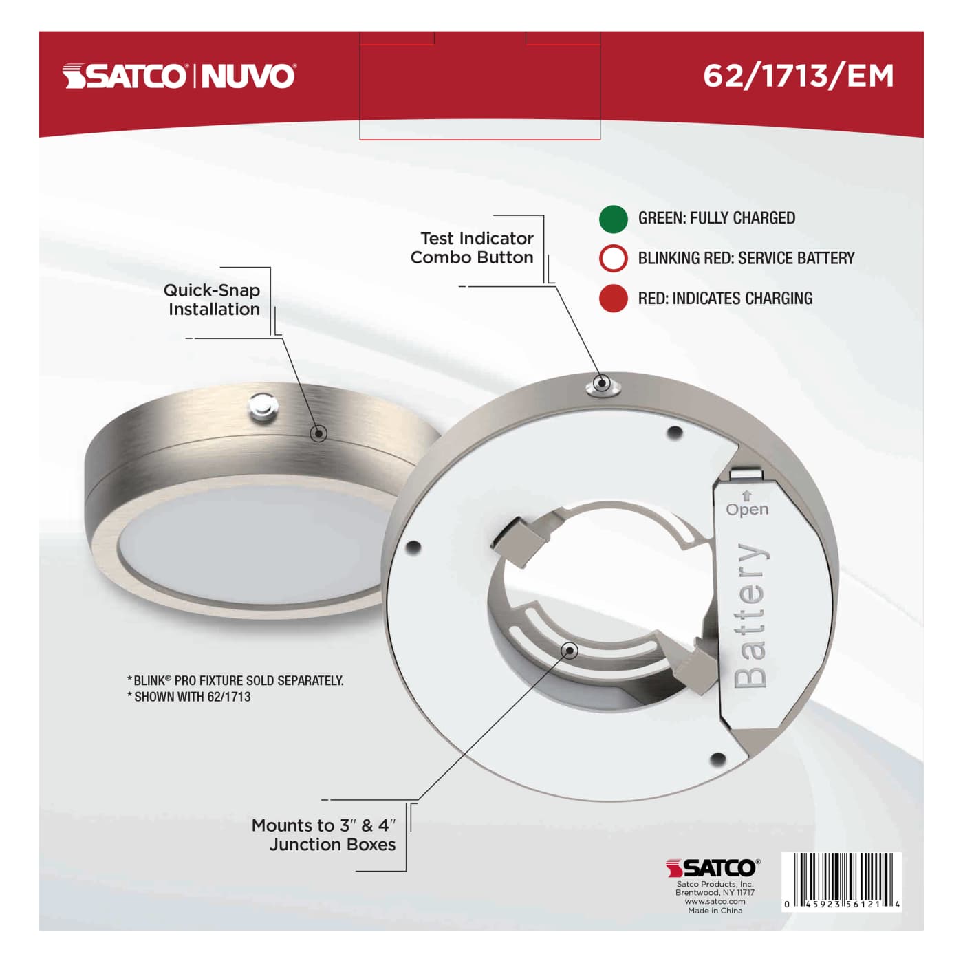 7" SQ BLINK PRO EM BATT BACKUP - 62-1713-EM