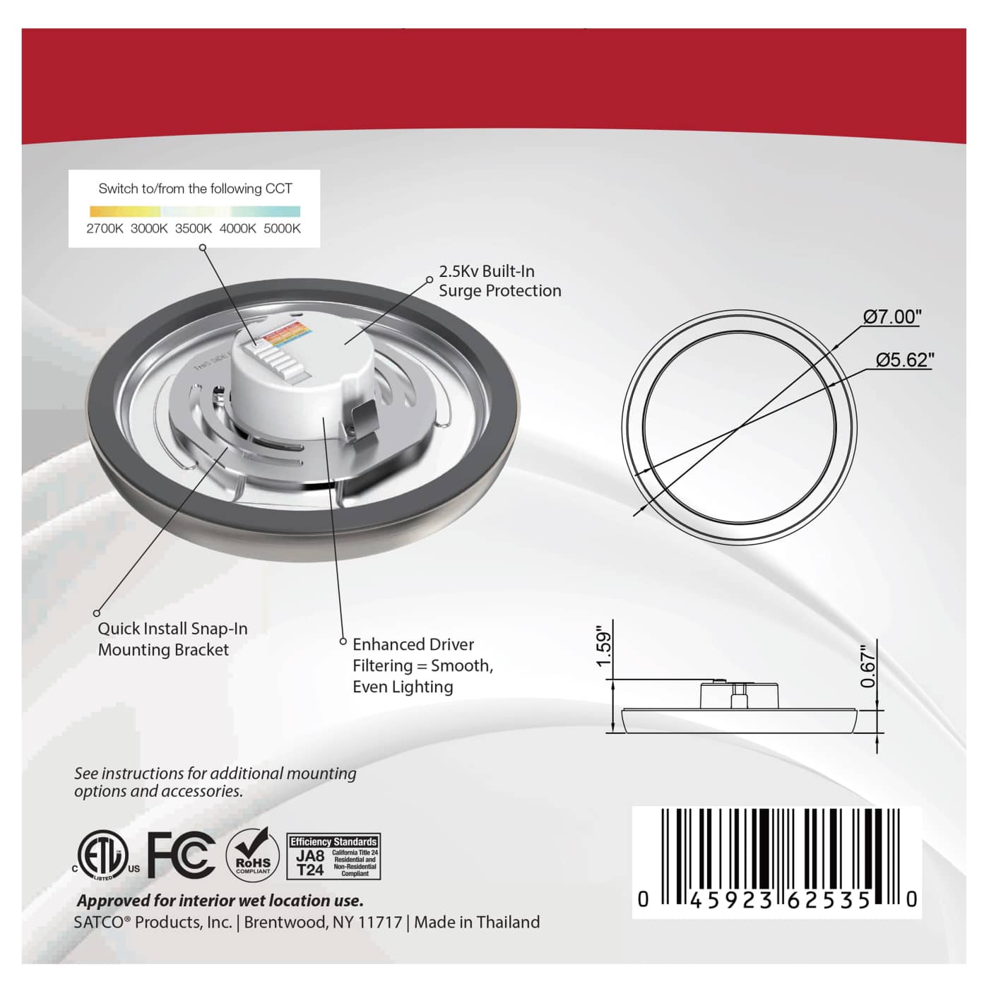 BLINK 11W LED 7" RND BR. NICK - 62-1713