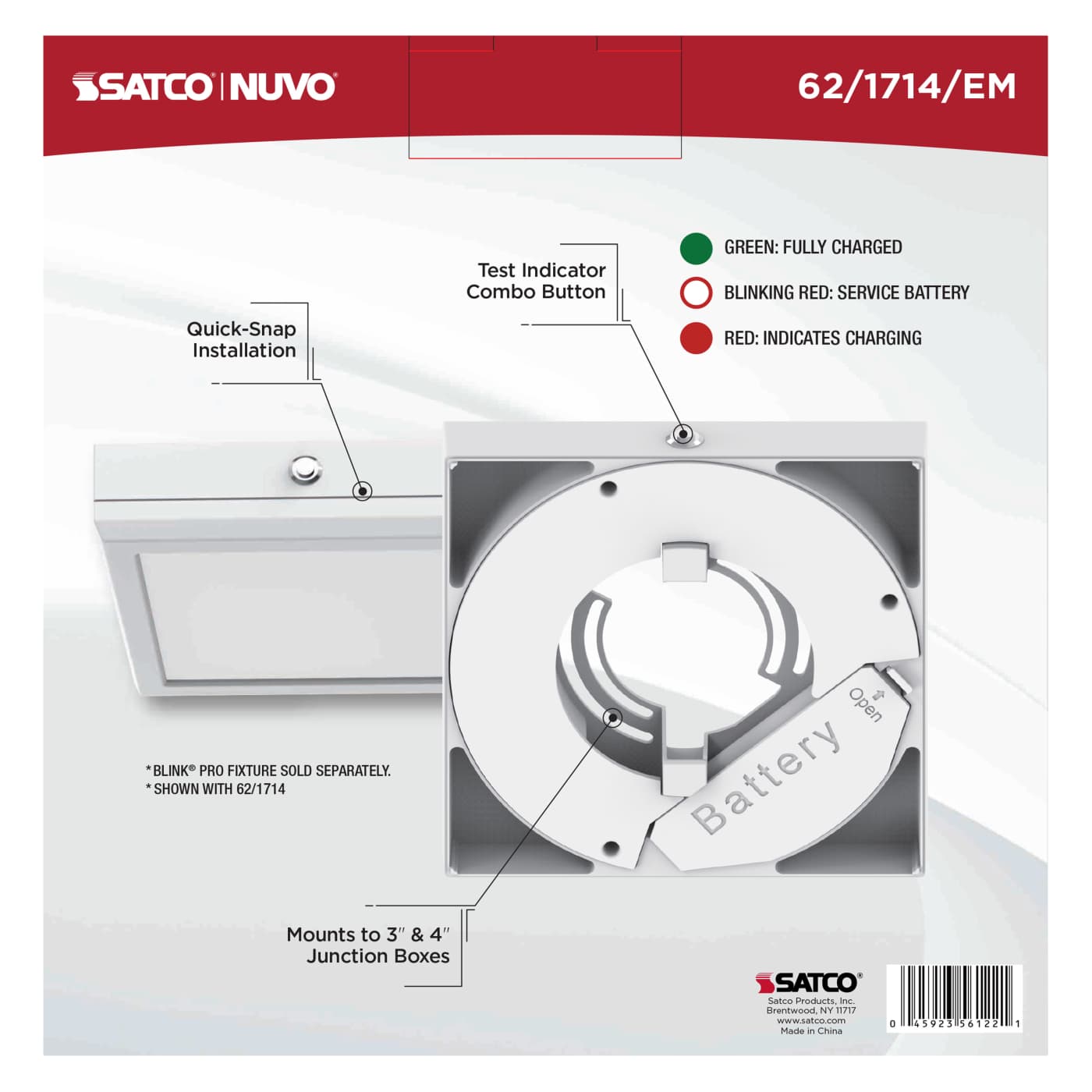 7" SQ BLINK PRO EM BATT BACKUP - 62-1714-EM