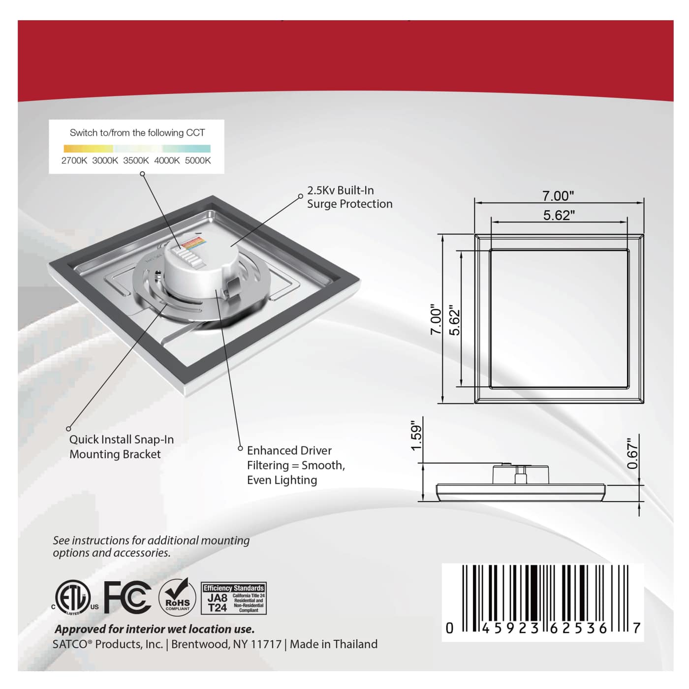 BLINK 11W LED 7" SQ WHITE - 62-1714