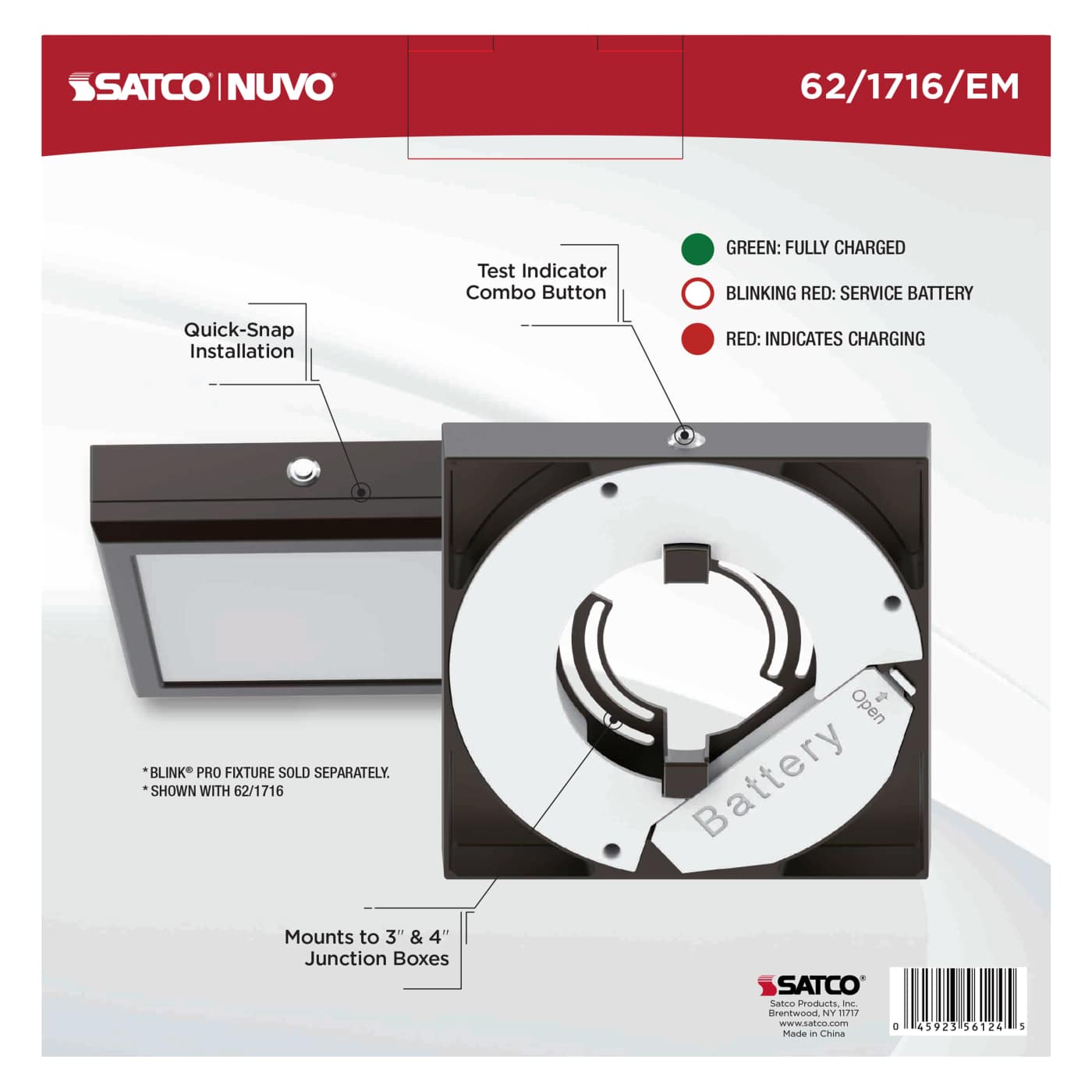 7" SQ BLINK PRO EM BATT BACKUP - 62-1716-EM