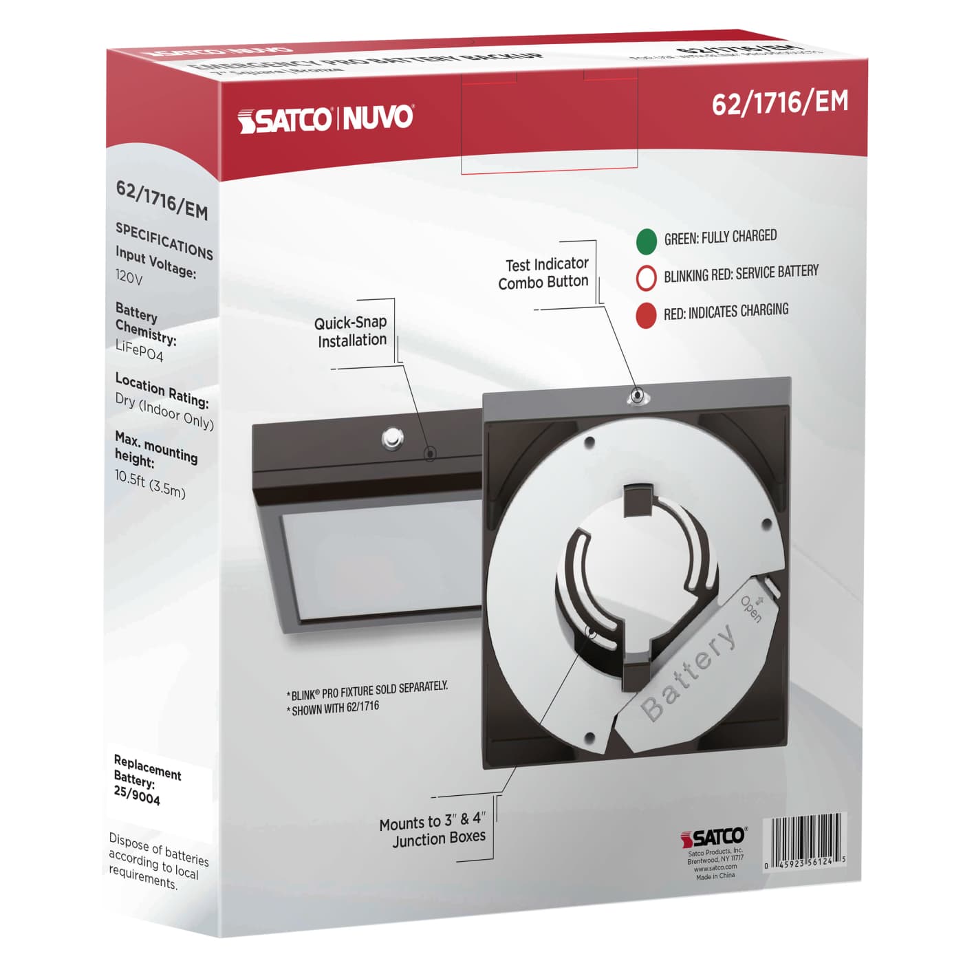 7" SQ BLINK PRO EM BATT BACKUP - 62-1716-EM