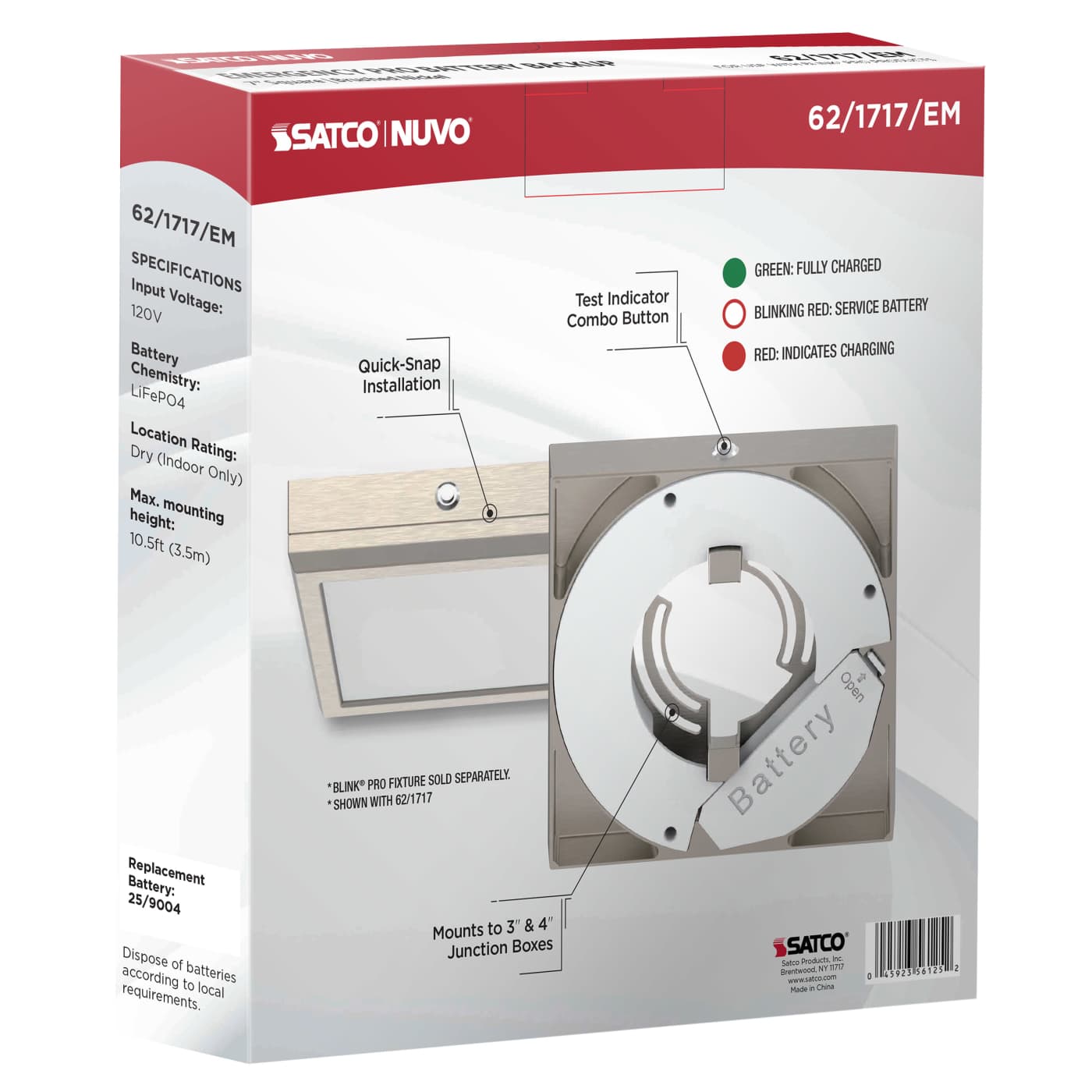 7" SQ BLINK PRO EM BATT BACKUP - 62-1717-EM