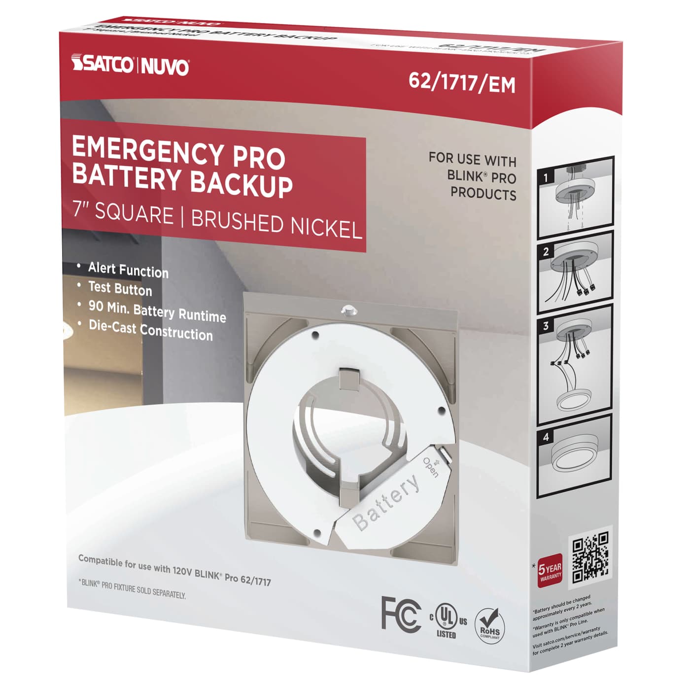 7" SQ BLINK PRO EM BATT BACKUP - 62-1717-EM