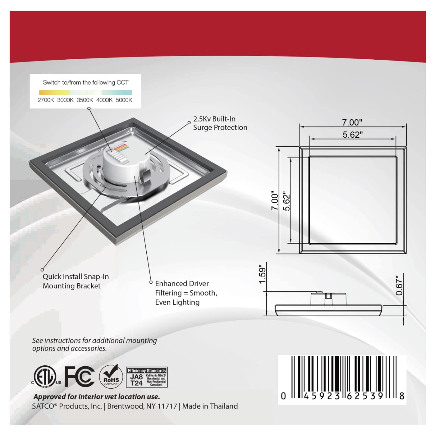 BLINK 11W LED 7" SQ BR. NICKEL - 62-1717