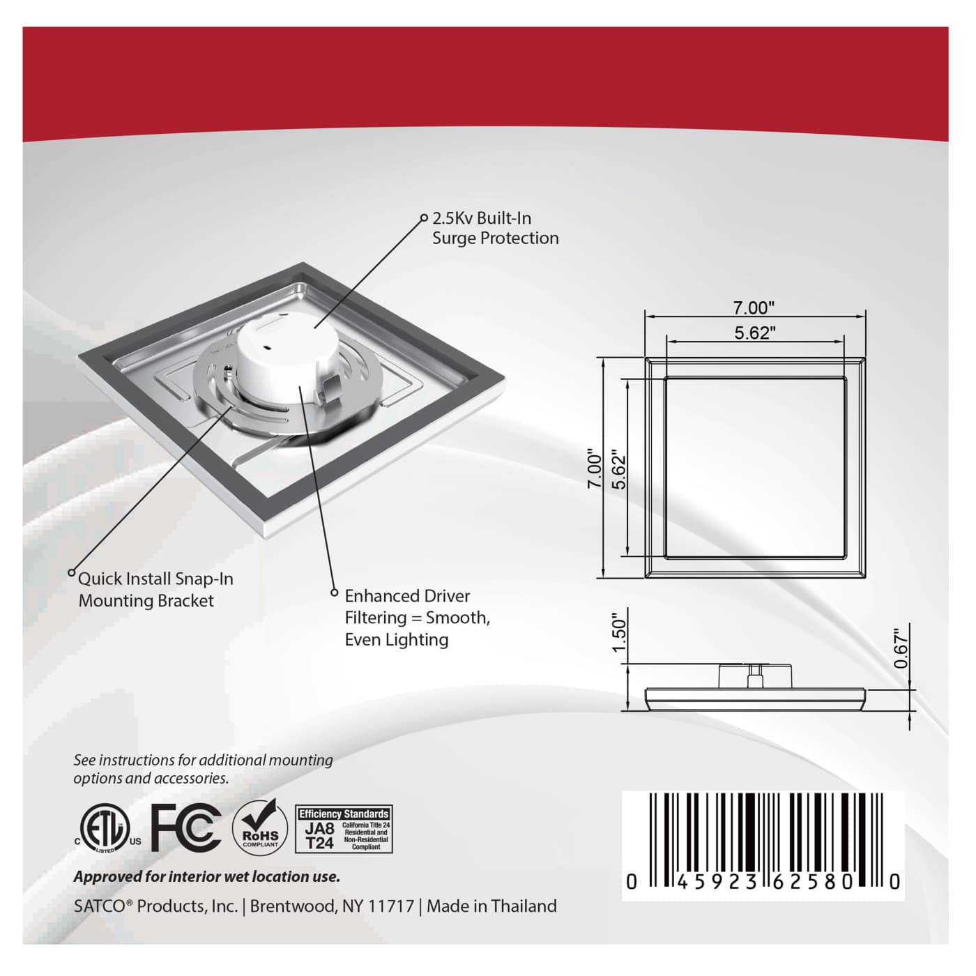 BLINK 11W LED 7" SQ WH 0-10V - 62-1719