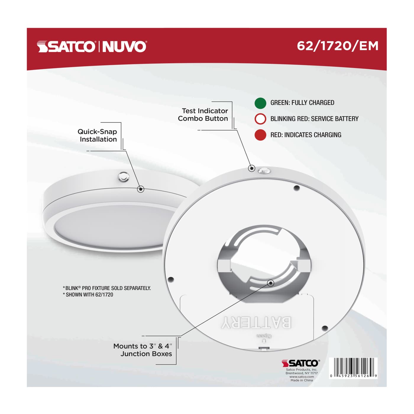 9" RD BLINK PRO EM BATT BACKUP - 62-1720-EM