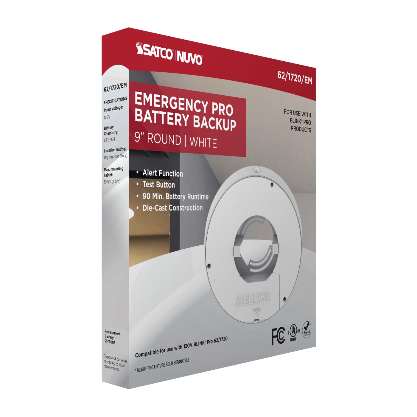 9" RD BLINK PRO EM BATT BACKUP - 62-1720-EM