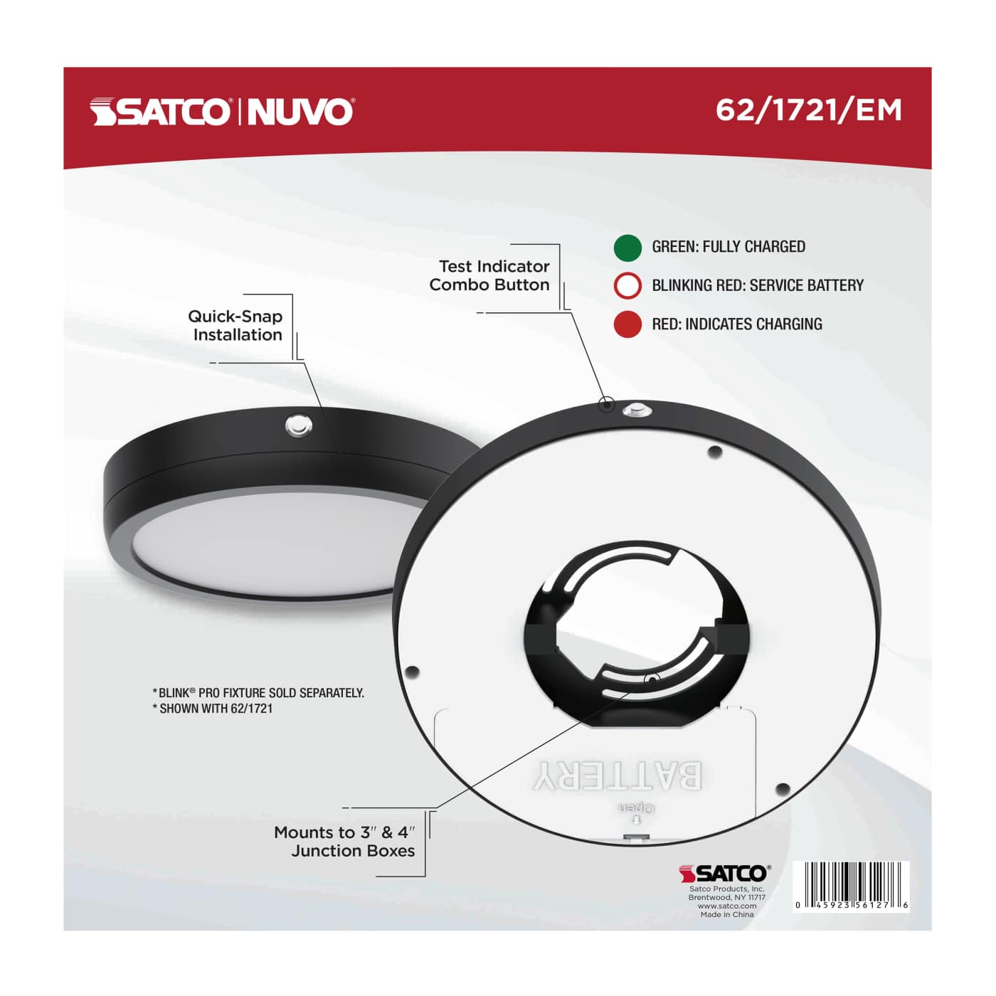 9" RD BLINK PRO EM BATT BACKUP - 62-1721-EM