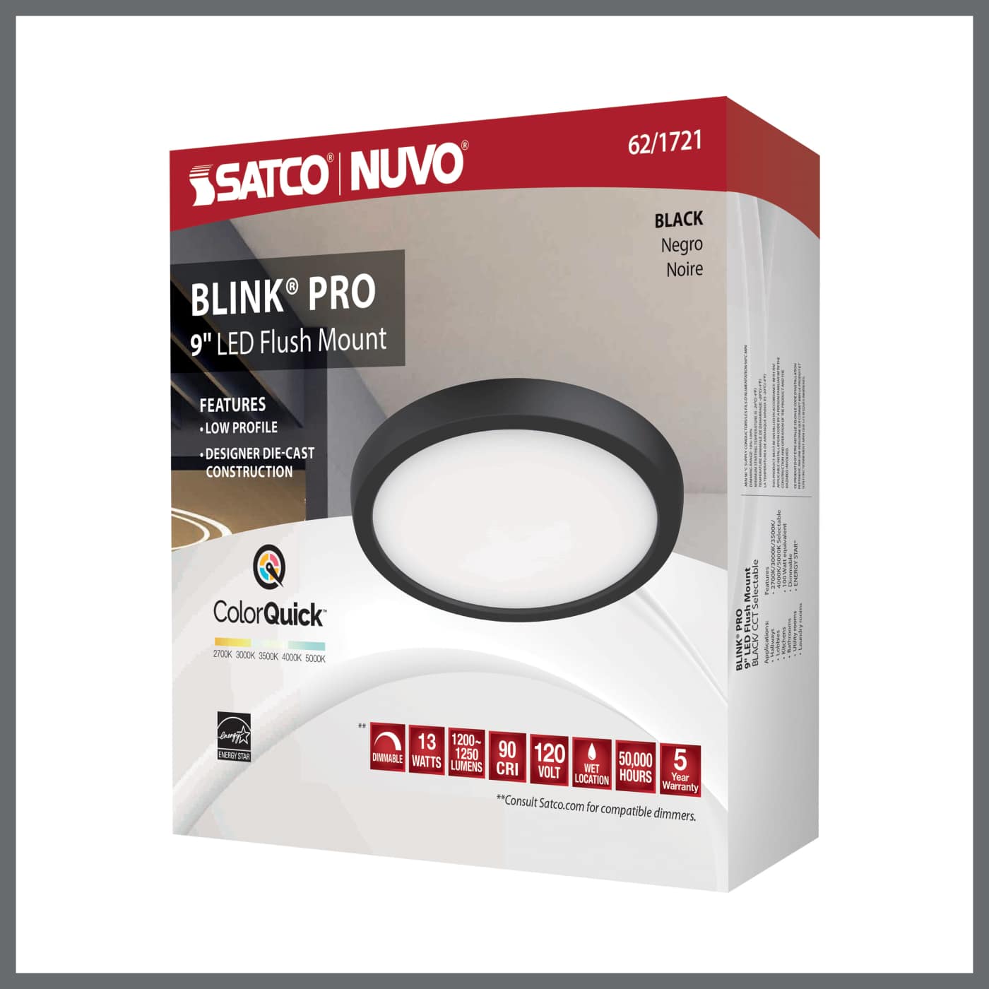 BLINK 13W LED 9" RND BLACK - 62-1721