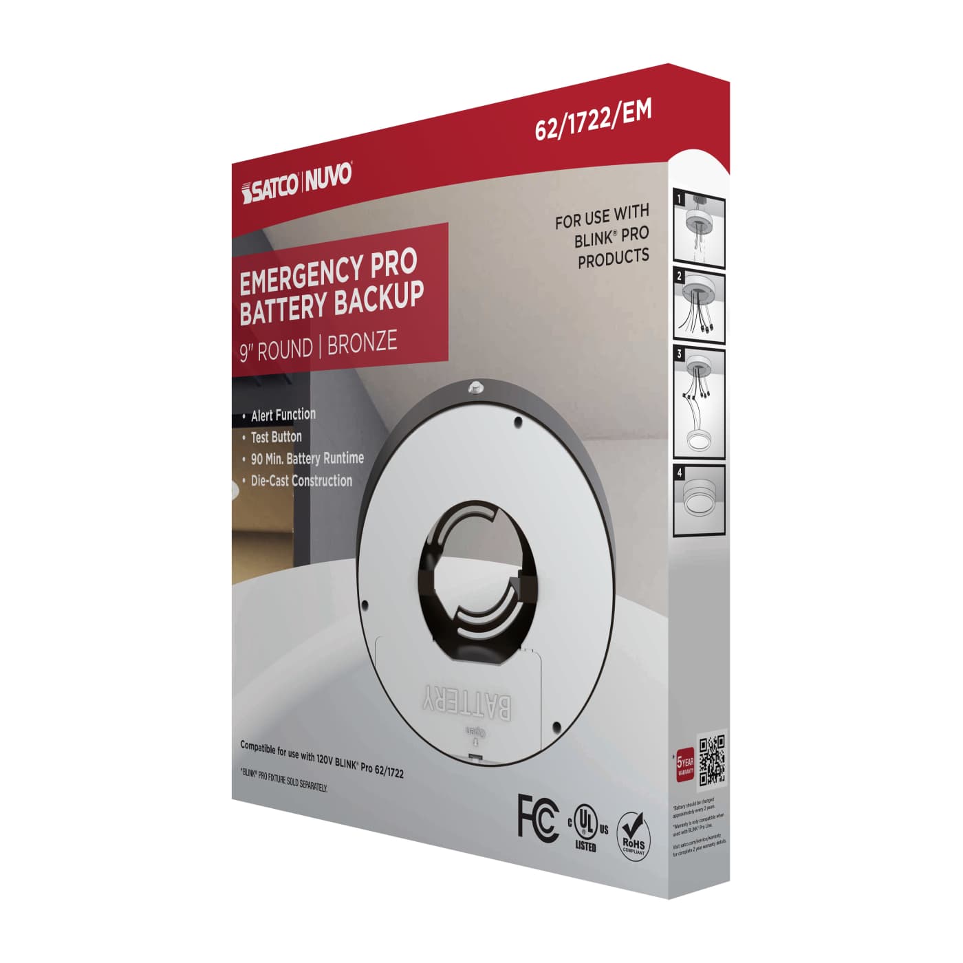 9" RD BLINK PRO EM BATT BACKUP - 62-1722-EM