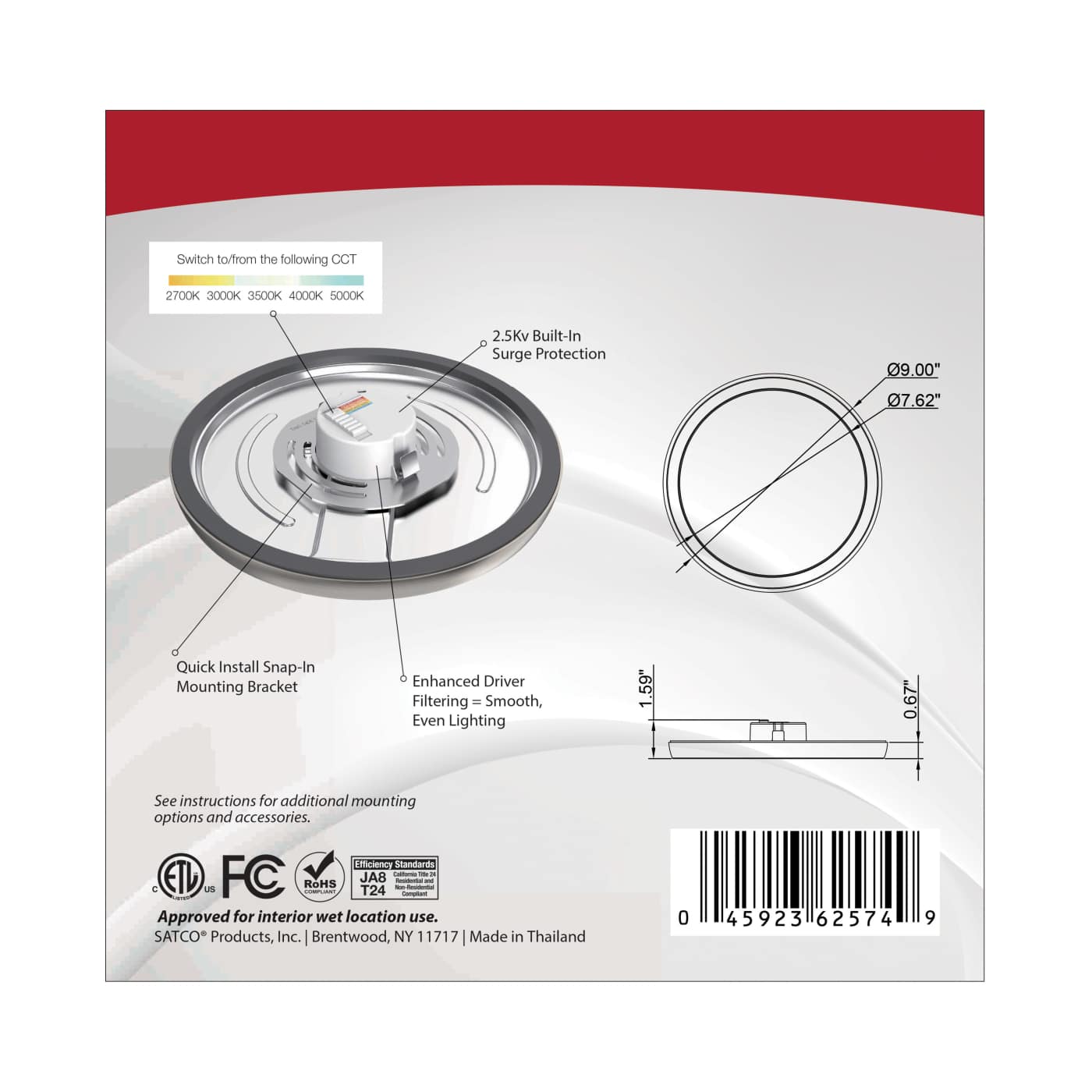 BLINK 13W LED 9" RND BR. NICK - 62-1723