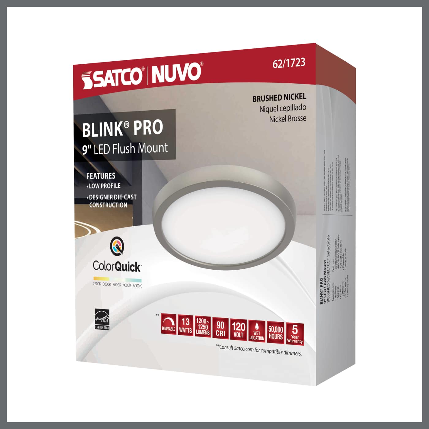 BLINK 13W LED 9" RND BR. NICK - 62-1723