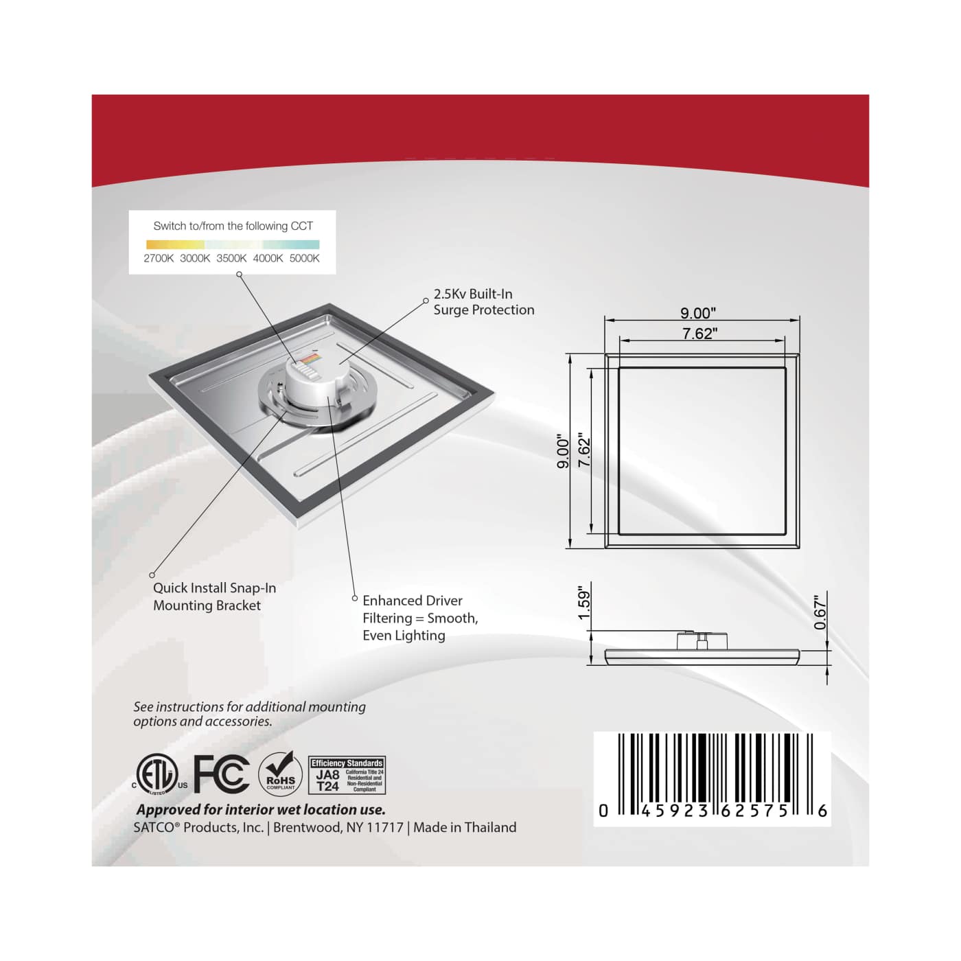 BLINK 13W LED 9" SQ WHITE - 62-1724