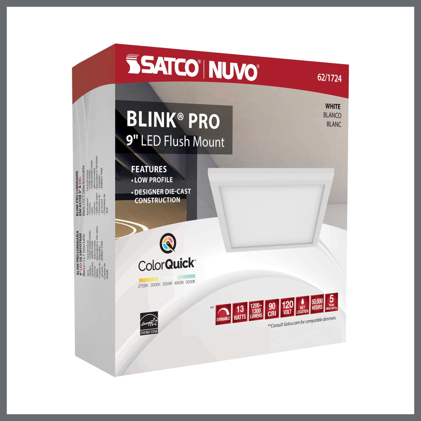 BLINK 13W LED 9" SQ WHITE - 62-1724