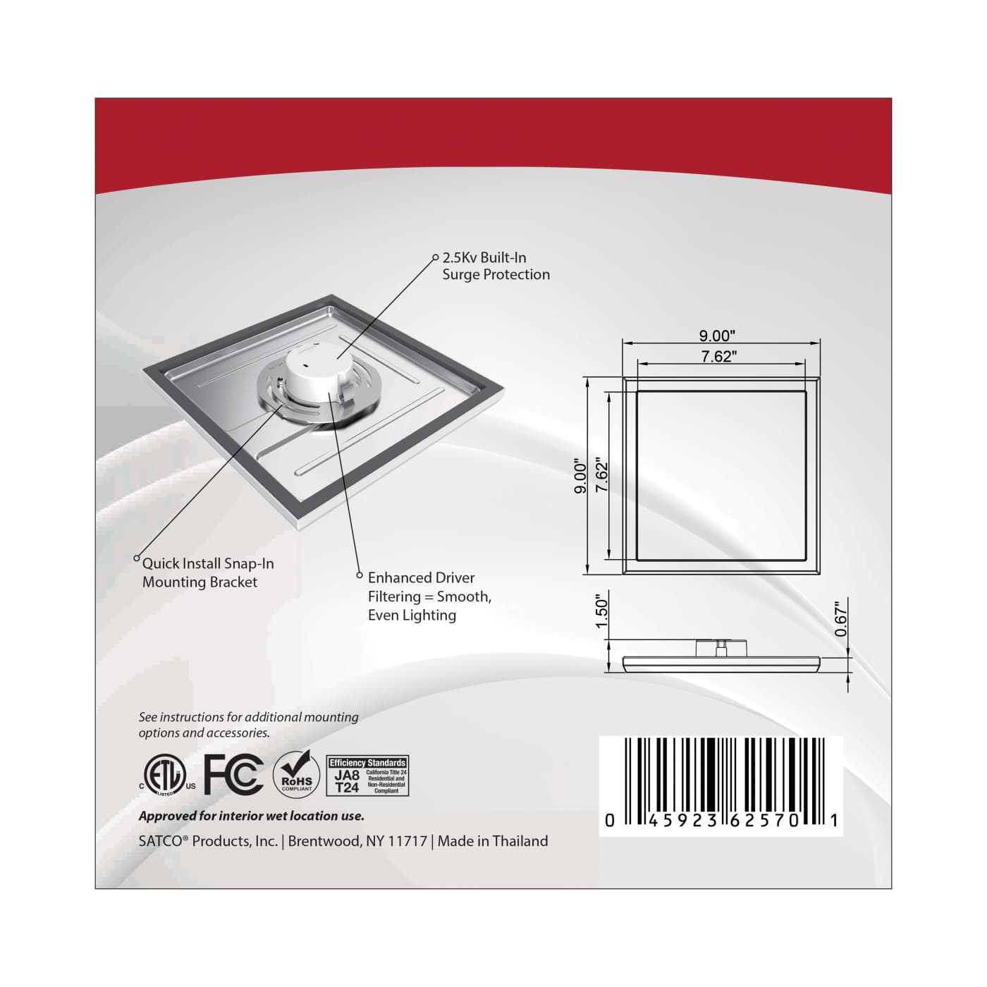 BLINK 13W LED 9" SQ WH 0-10V - 62-1729