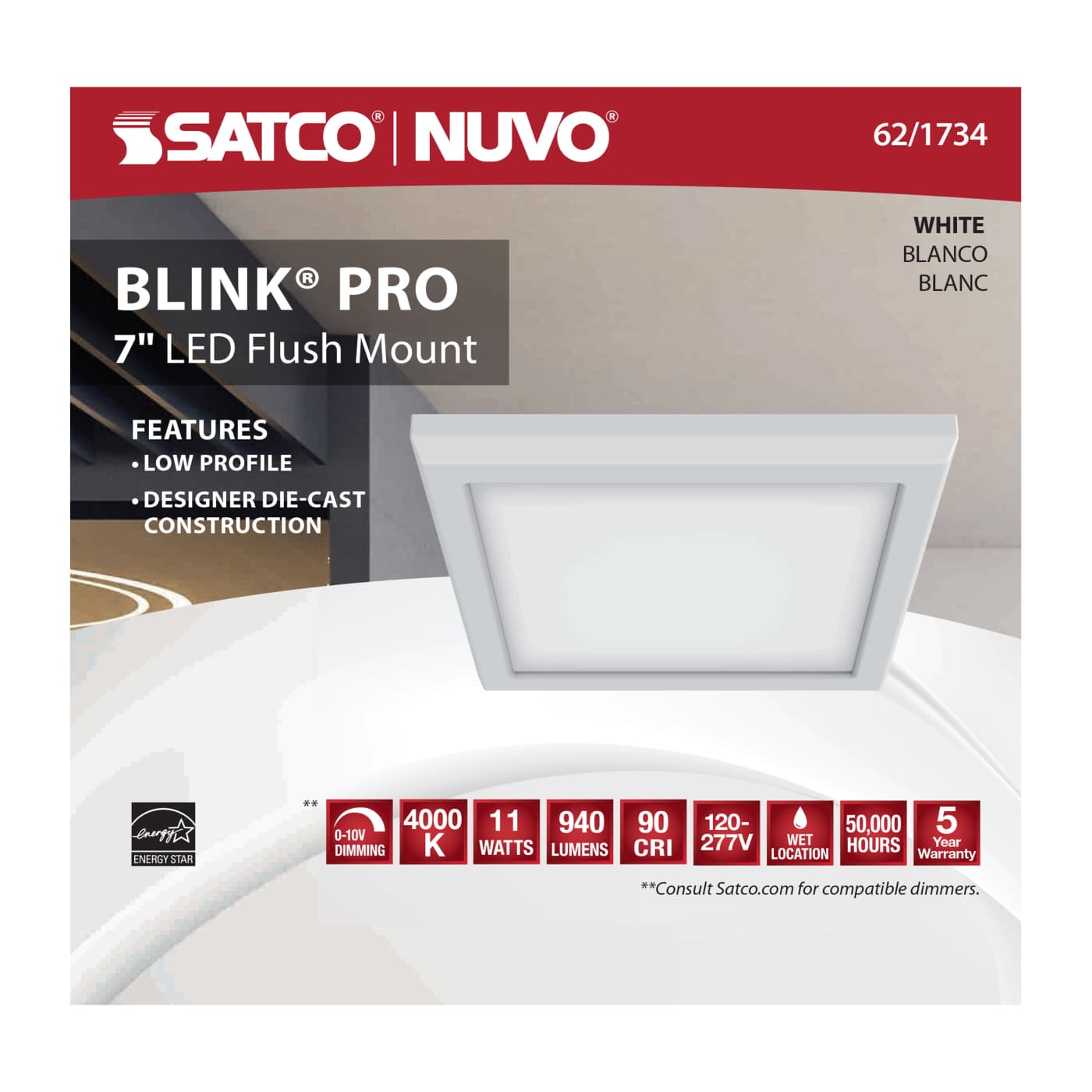 BLINK 7'' SQUARE 11W 0-10V - 62-1734