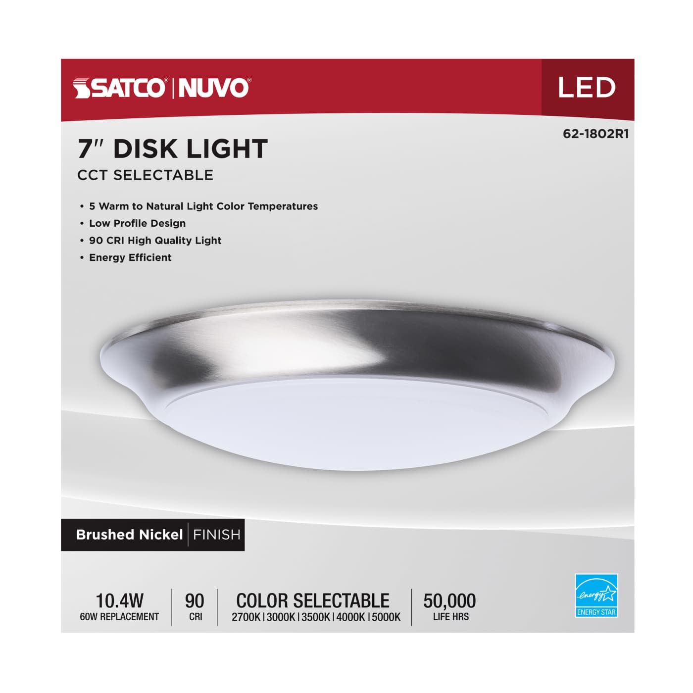 7" LED DISK LIGHT BN FINISH - 62-1802R1