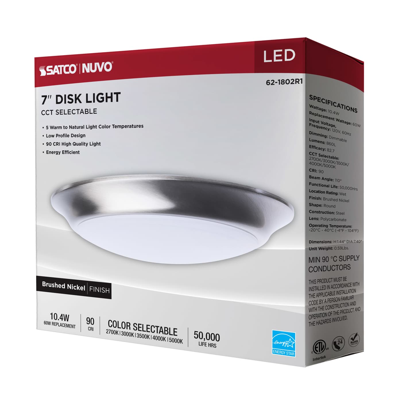 7" LED DISK LIGHT BN FINISH - 62-1802R1