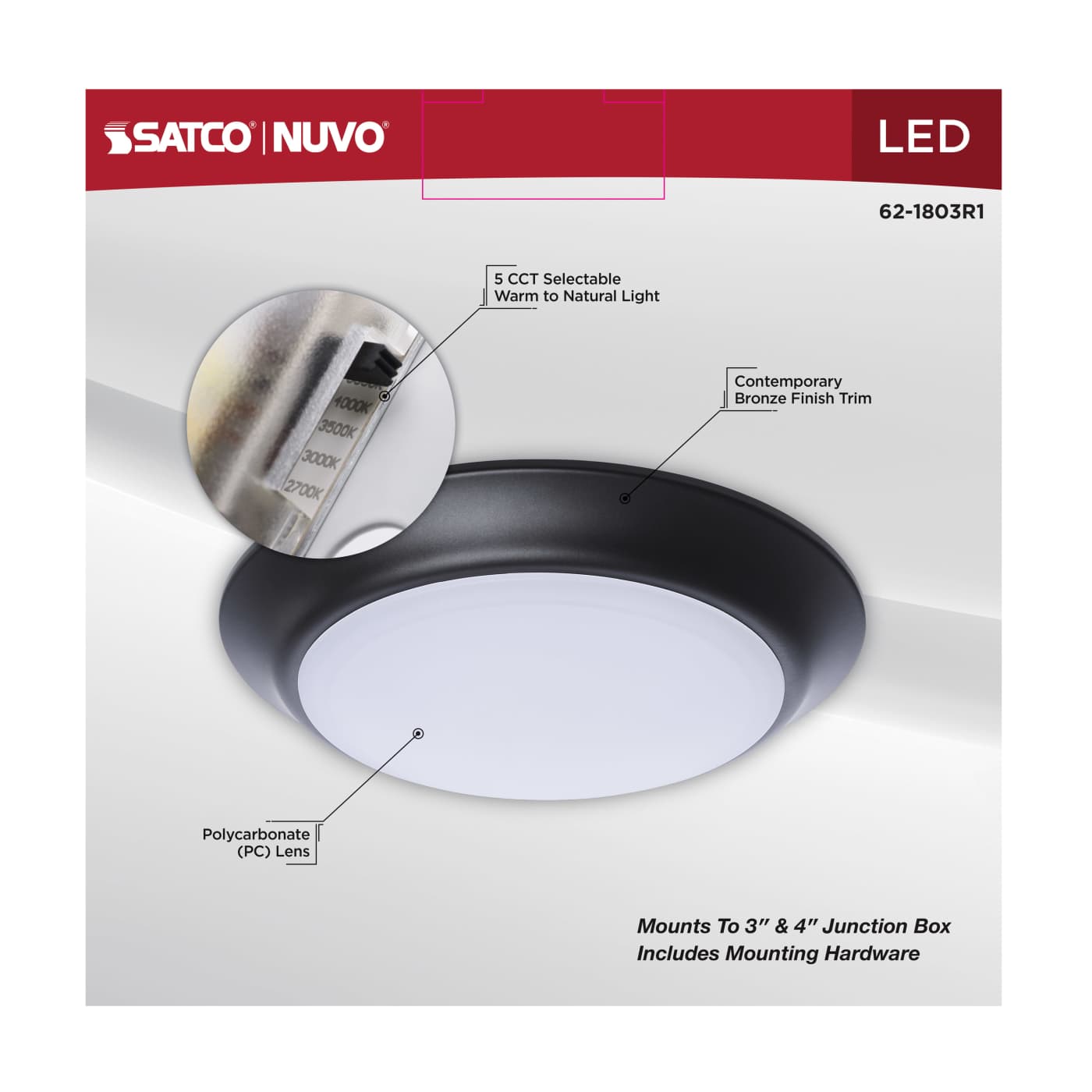 7" LED DISK LIGHT BRONZE FINIS - 62-1803R1