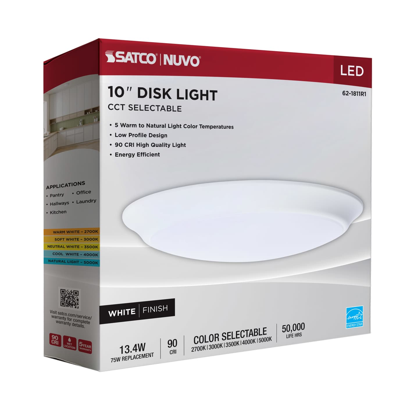 10" LED DISK LIGHT WHITE FIN - 62-1811R1