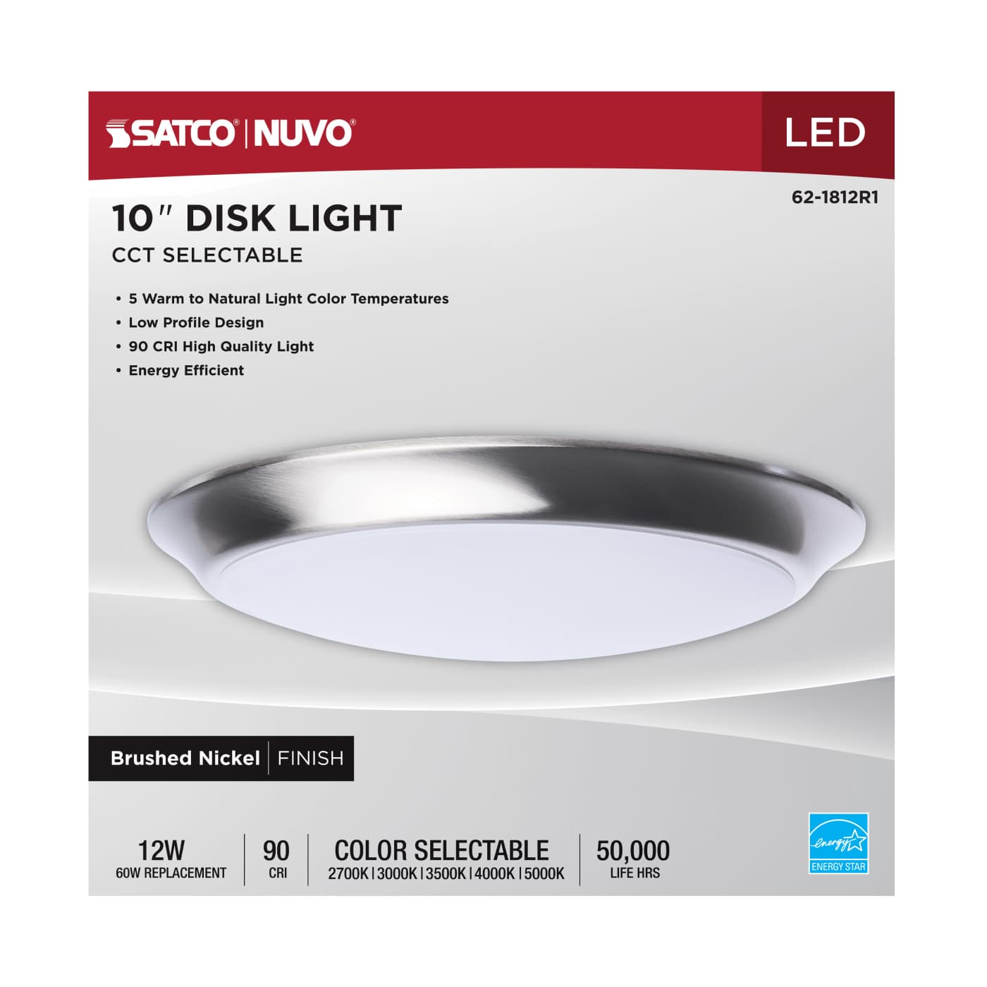 10" LED DISK LIGHT BN FINISH - 62-1812R1