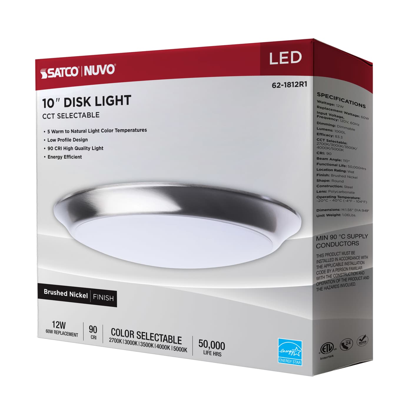 10" LED DISK LIGHT BN FINISH - 62-1812R1