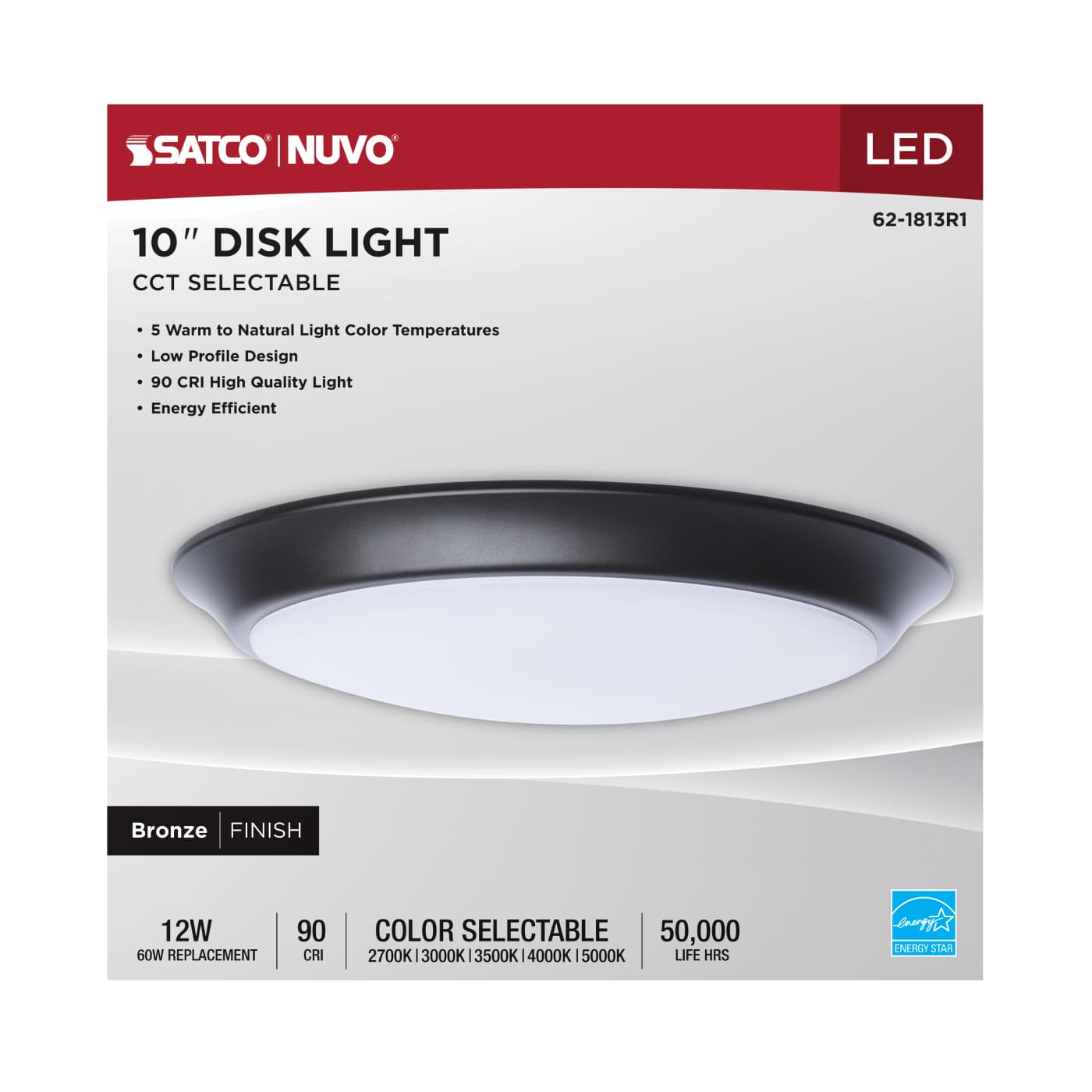 10" LED DISK LIGHT BRONZE FIN - 62-1813R1