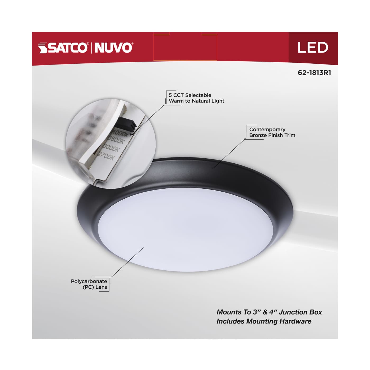 10" LED DISK LIGHT BRONZE FIN - 62-1813R1