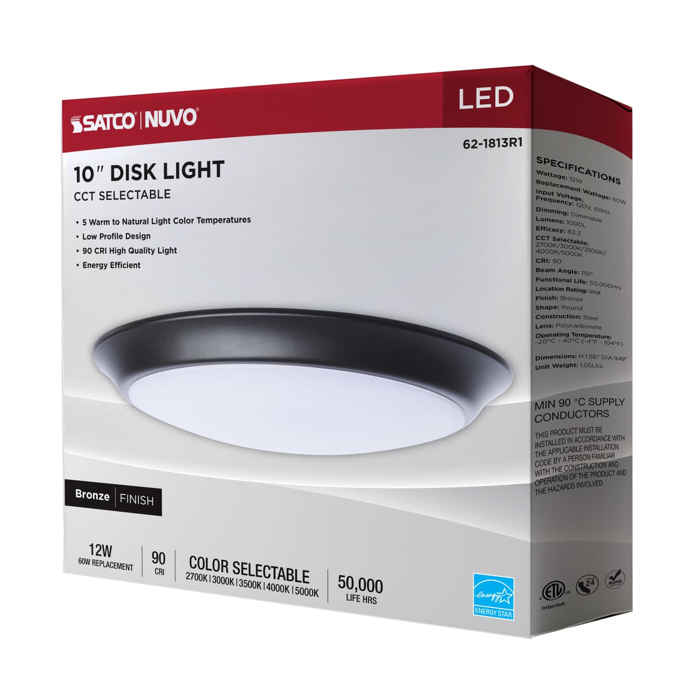 10" LED DISK LIGHT BRONZE FIN - 62-1813R1