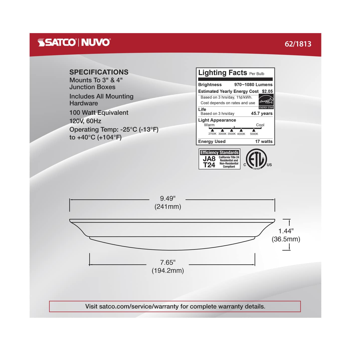 10" LED DISK LIGHT BRONZE FIN - 62-1813