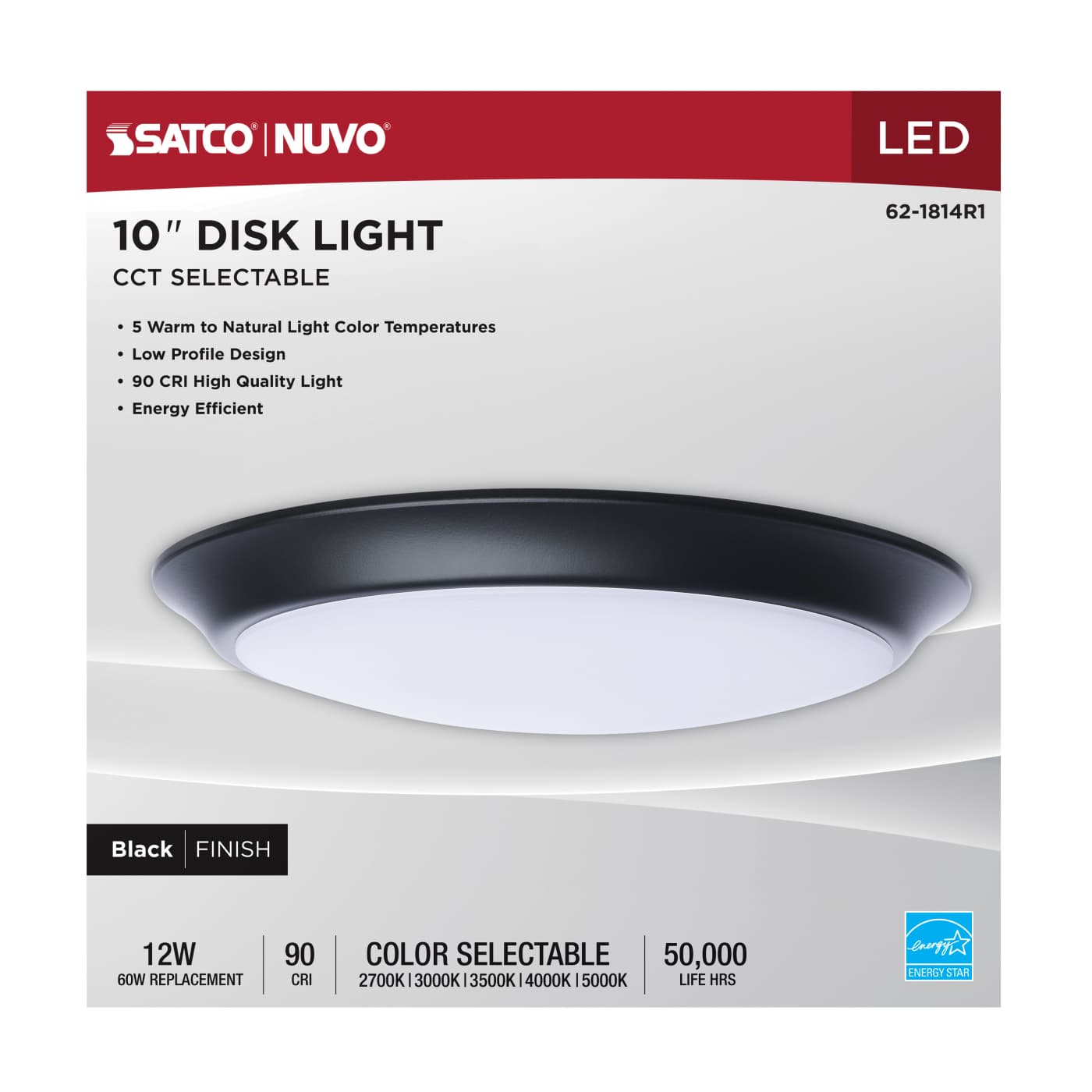 10" LED DISK LIGHT BLACK FIN - 62-1814R1