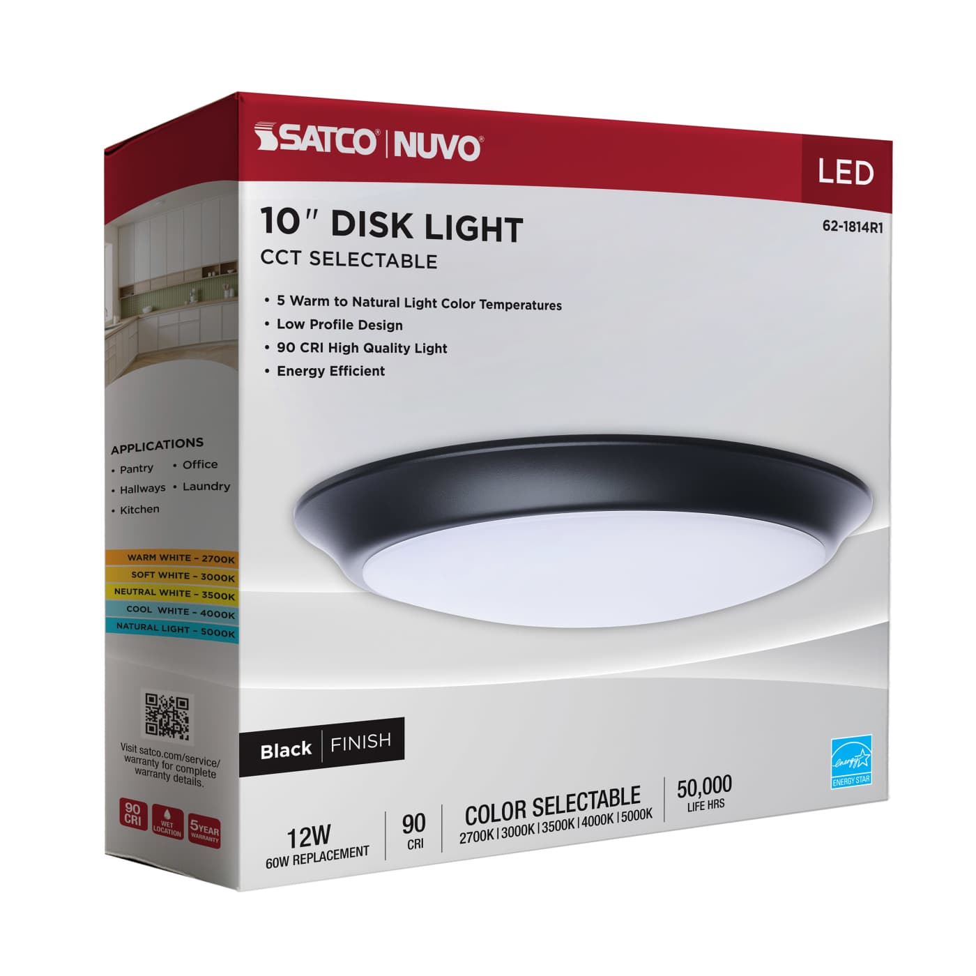 10" LED DISK LIGHT BLACK FIN - 62-1814R1