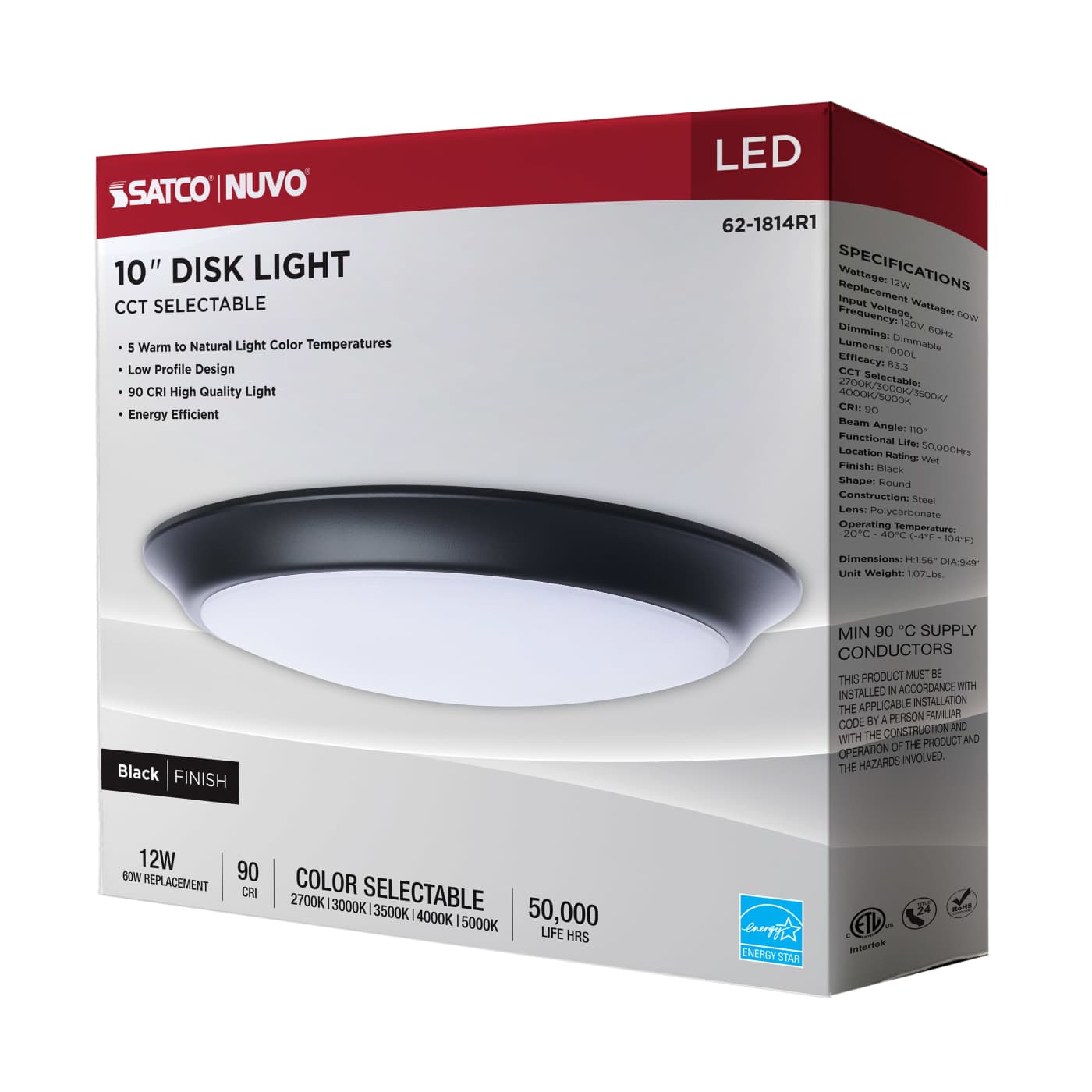 10" LED DISK LIGHT BLACK FIN - 62-1814R1