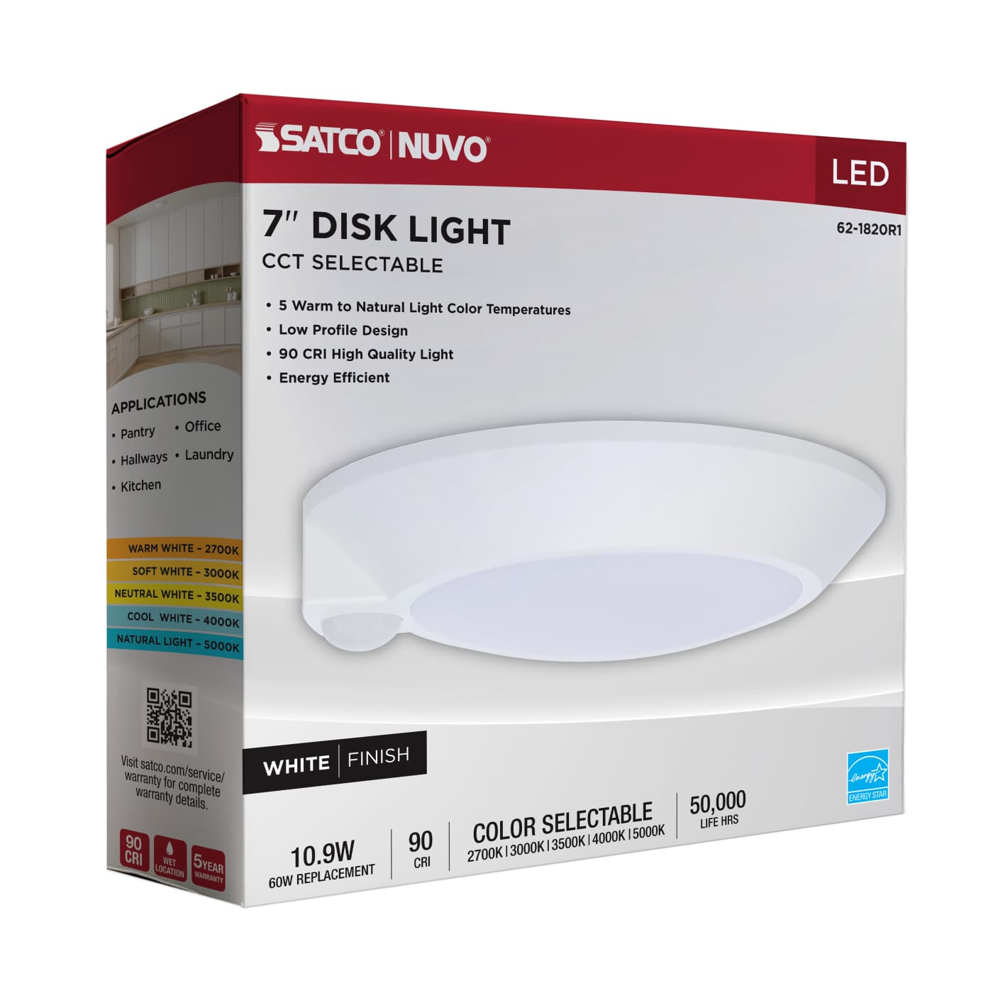 7" LED DISK LIGHT W/ OCC WHITE - 62-1820R1