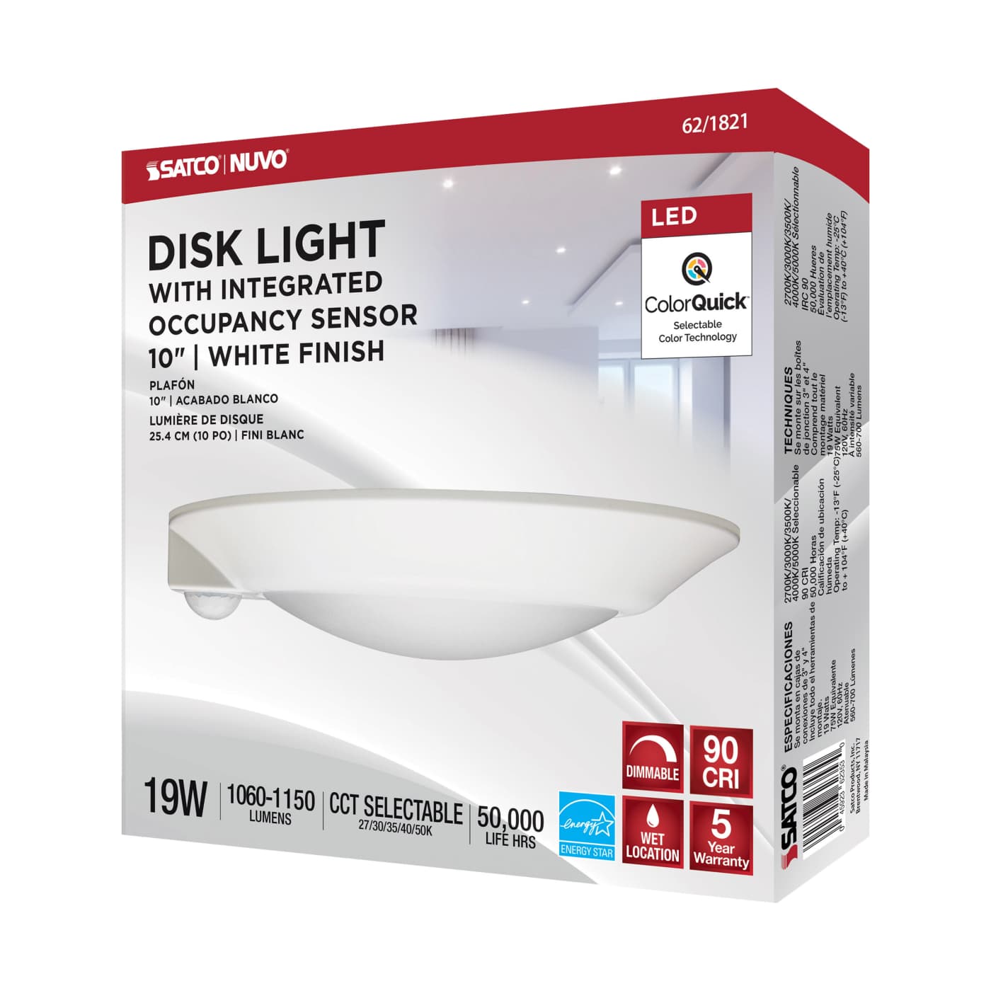 10" LED DISK LIGHT W/ OCC WHIT - 62-1821