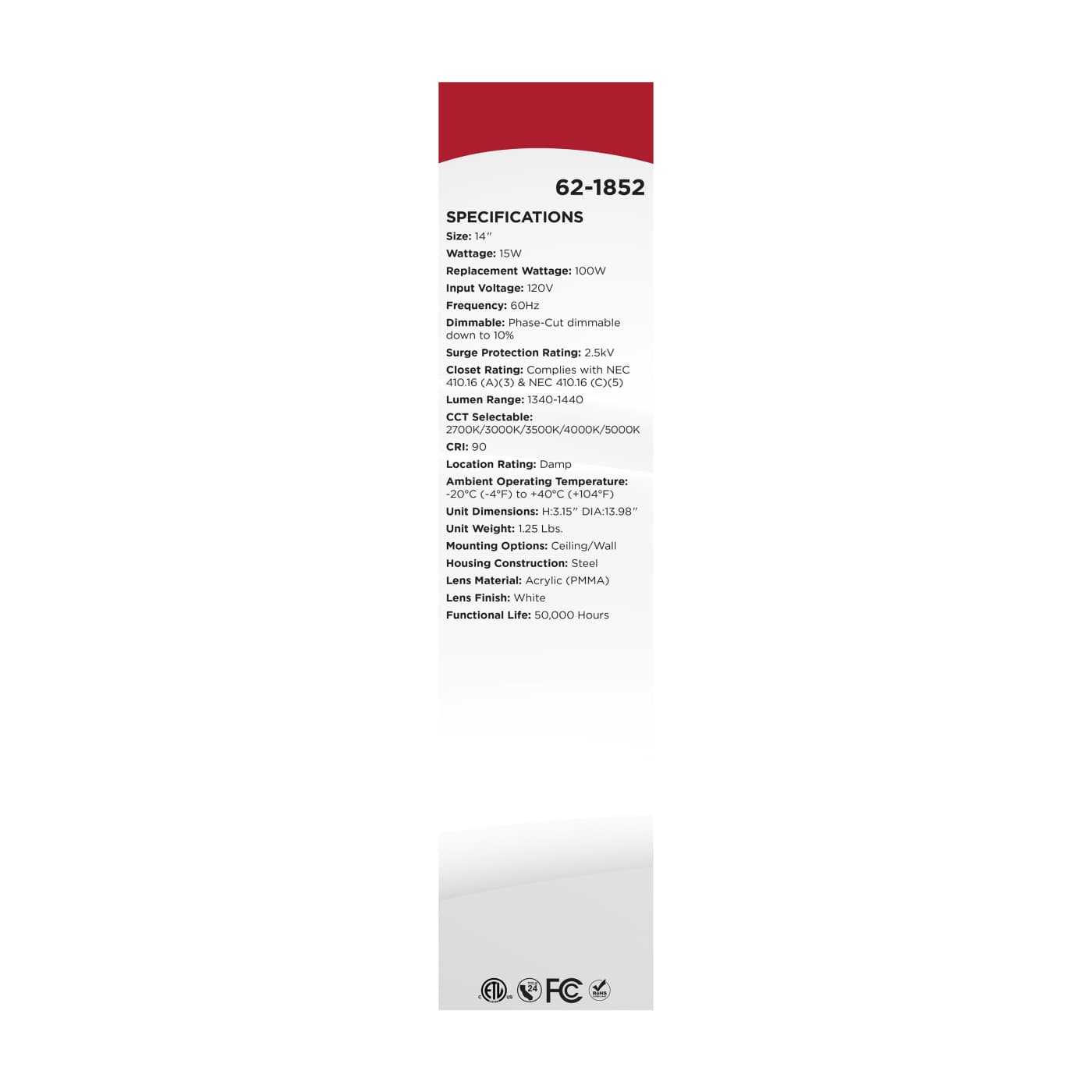 14" LED CLOUD FIXTURE - 62-1852