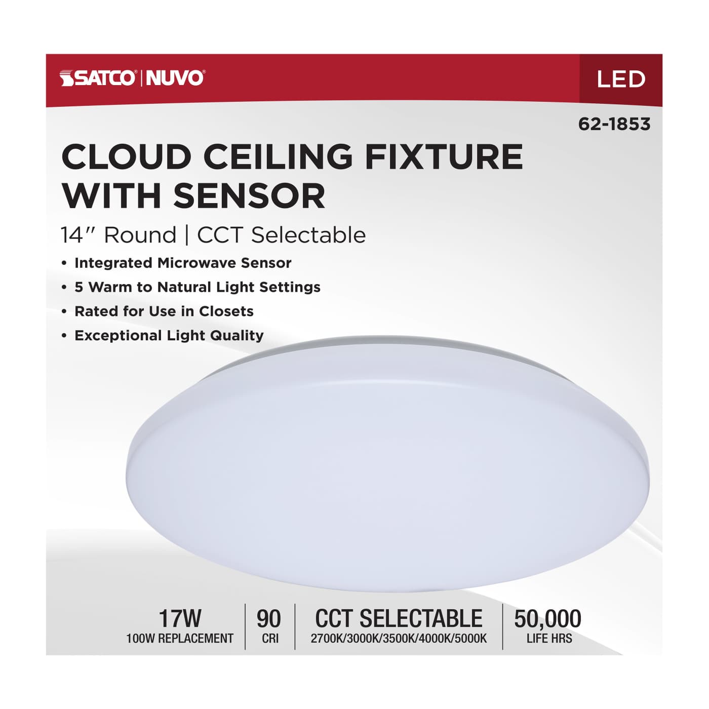 14" LED CLOUD FIXTURE W/SENSOR - 62-1853