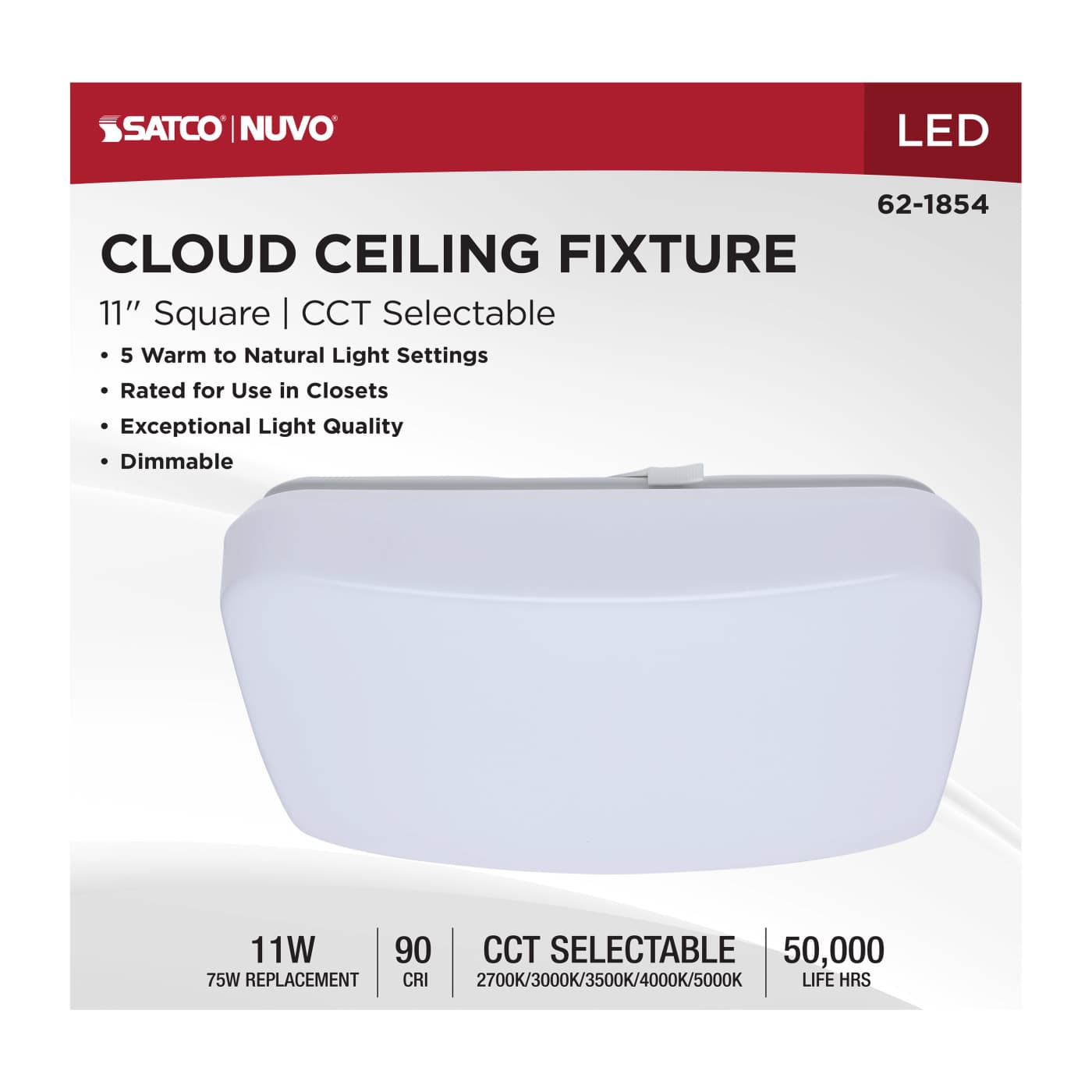 11" SQUARE LED CLOUD FIXTURE - 62-1854