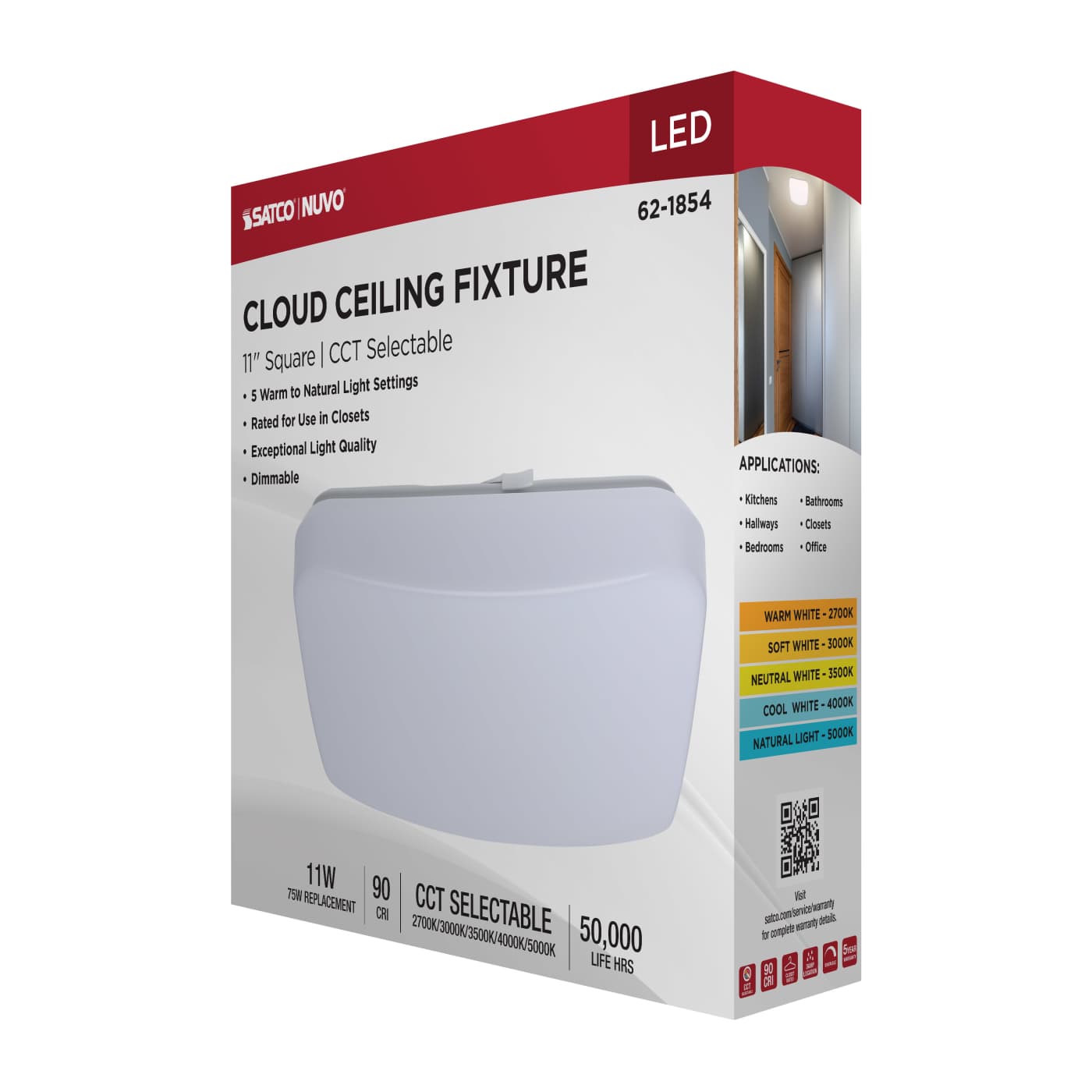 11" SQUARE LED CLOUD FIXTURE - 62-1854