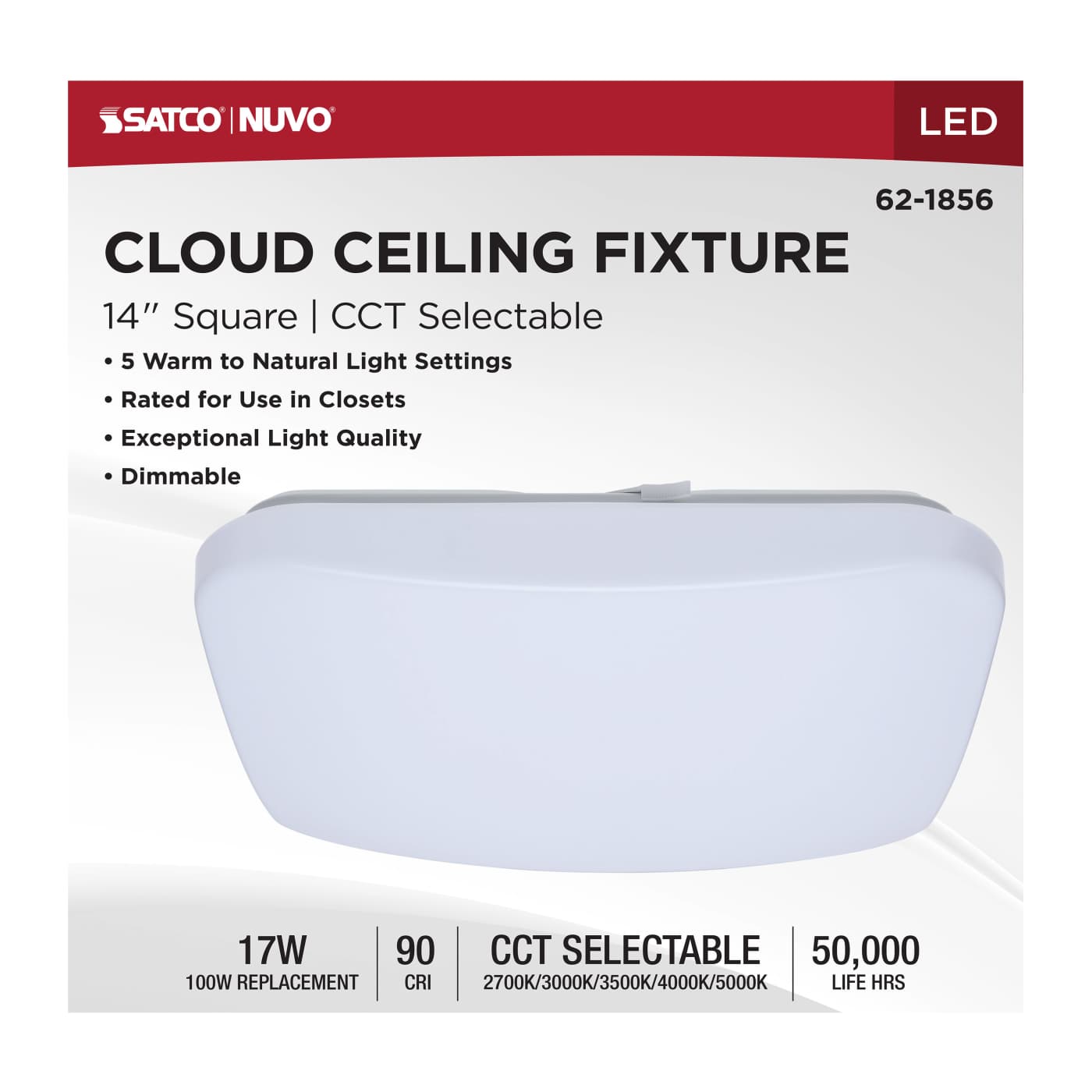 14" SQUARE LED CLOUD FIXTURE - 62-1856