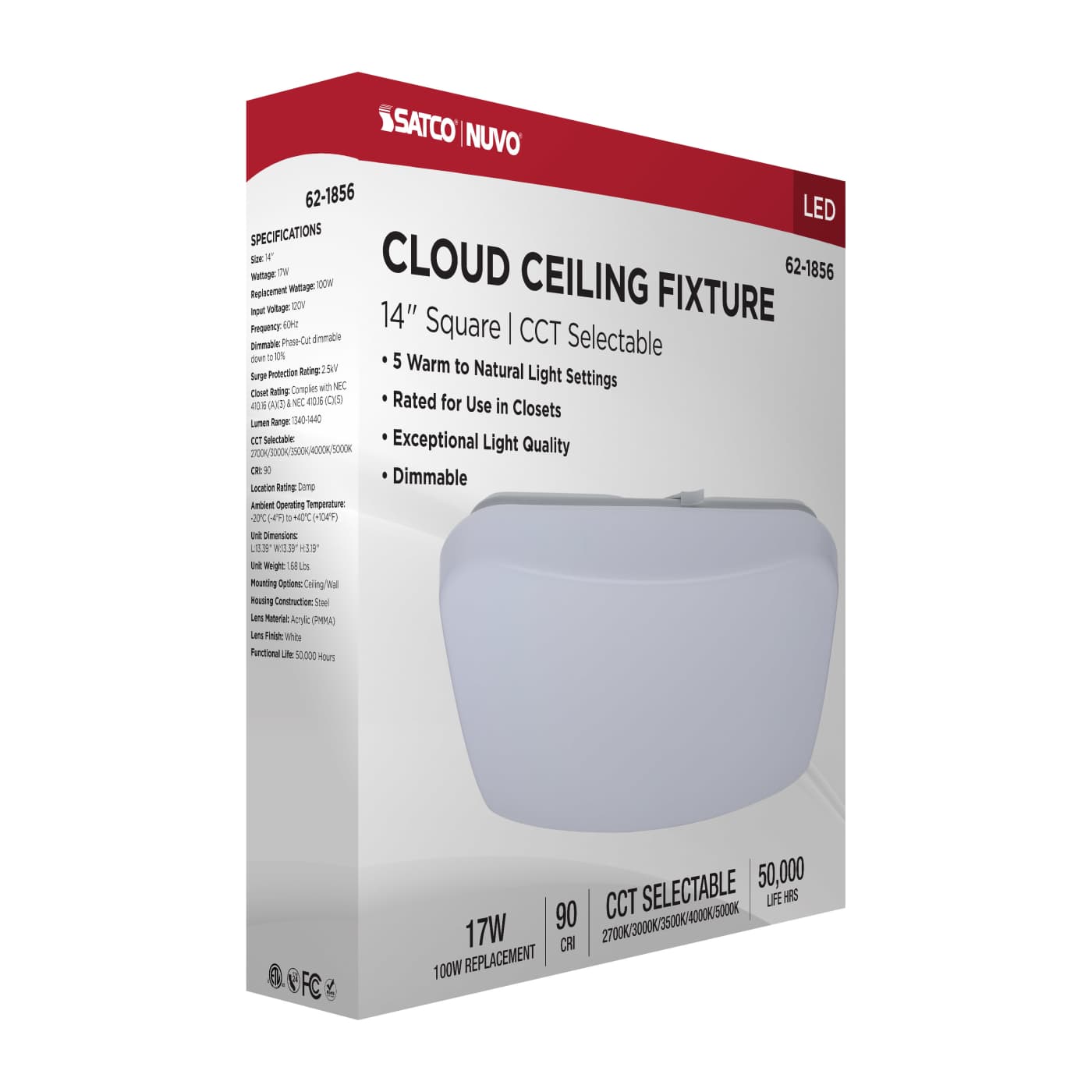 14" SQUARE LED CLOUD FIXTURE - 62-1856