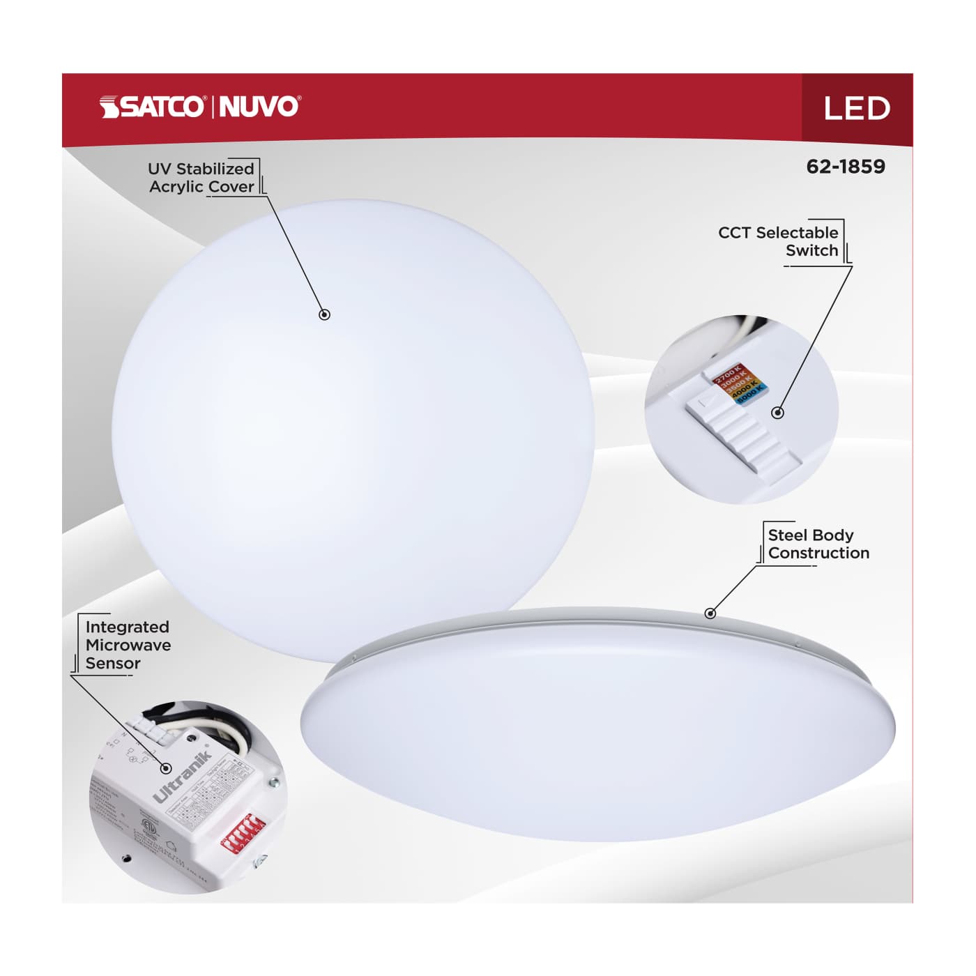 19" LED CLOUD FIXTURE W/SENSOR - 62-1859