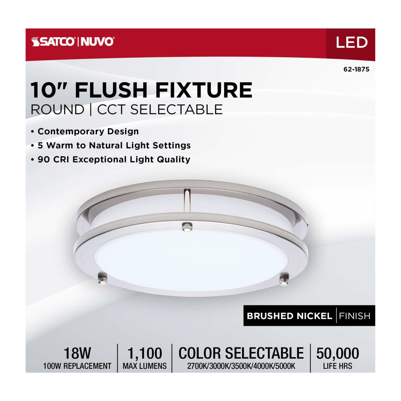 LED GLAMOUR BN 10" FLUSH - 62-1875