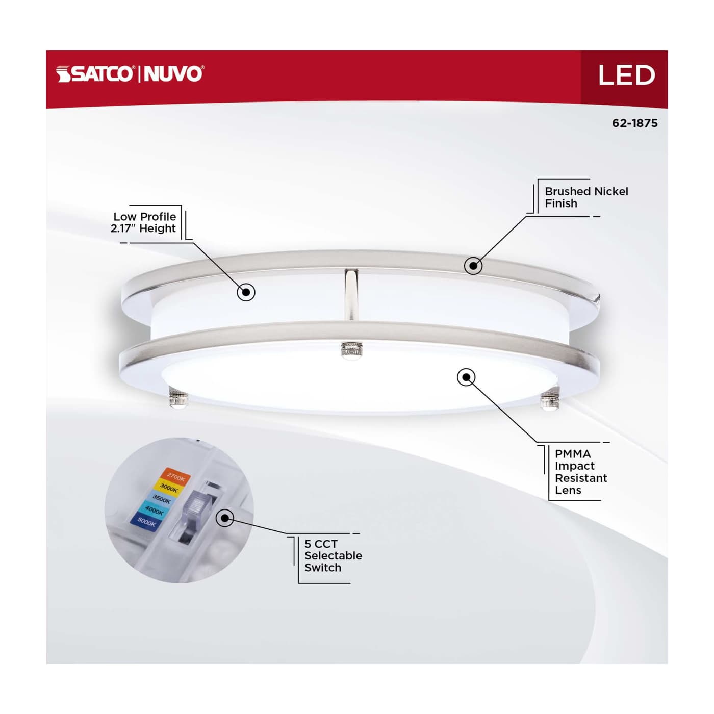 LED GLAMOUR BN 10" FLUSH - 62-1875