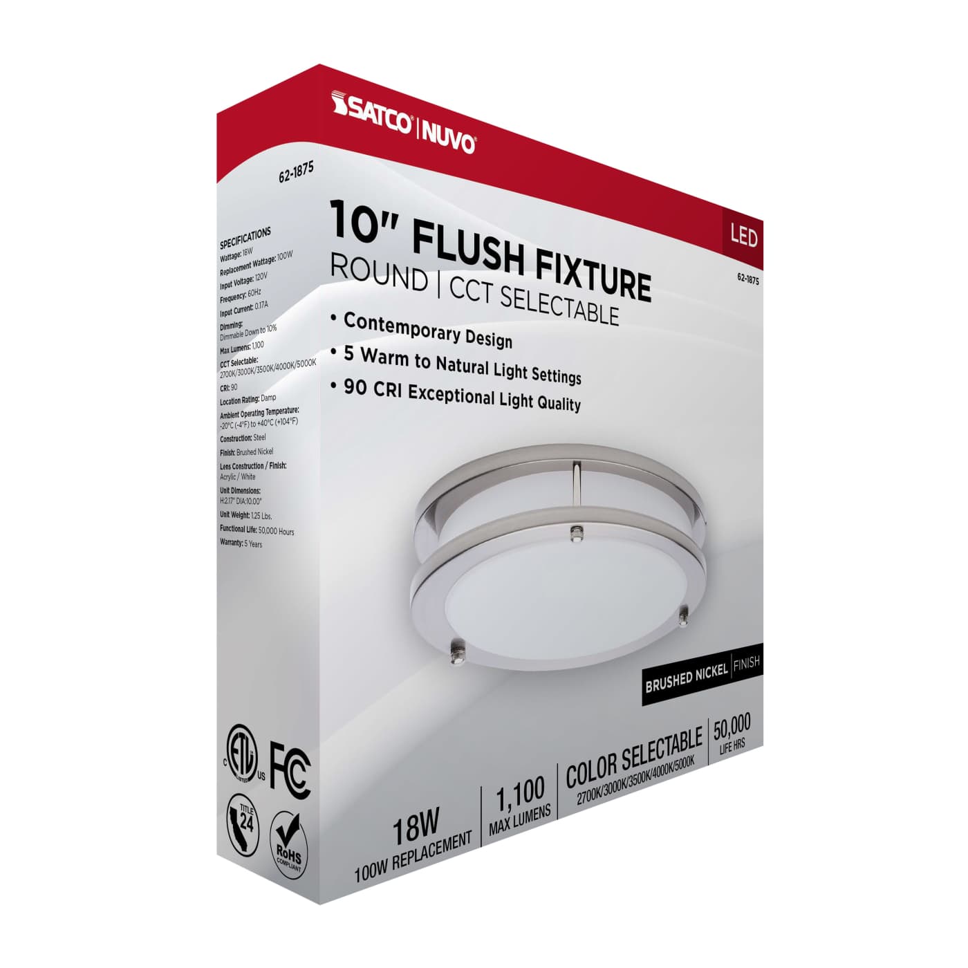LED GLAMOUR BN 10" FLUSH - 62-1875