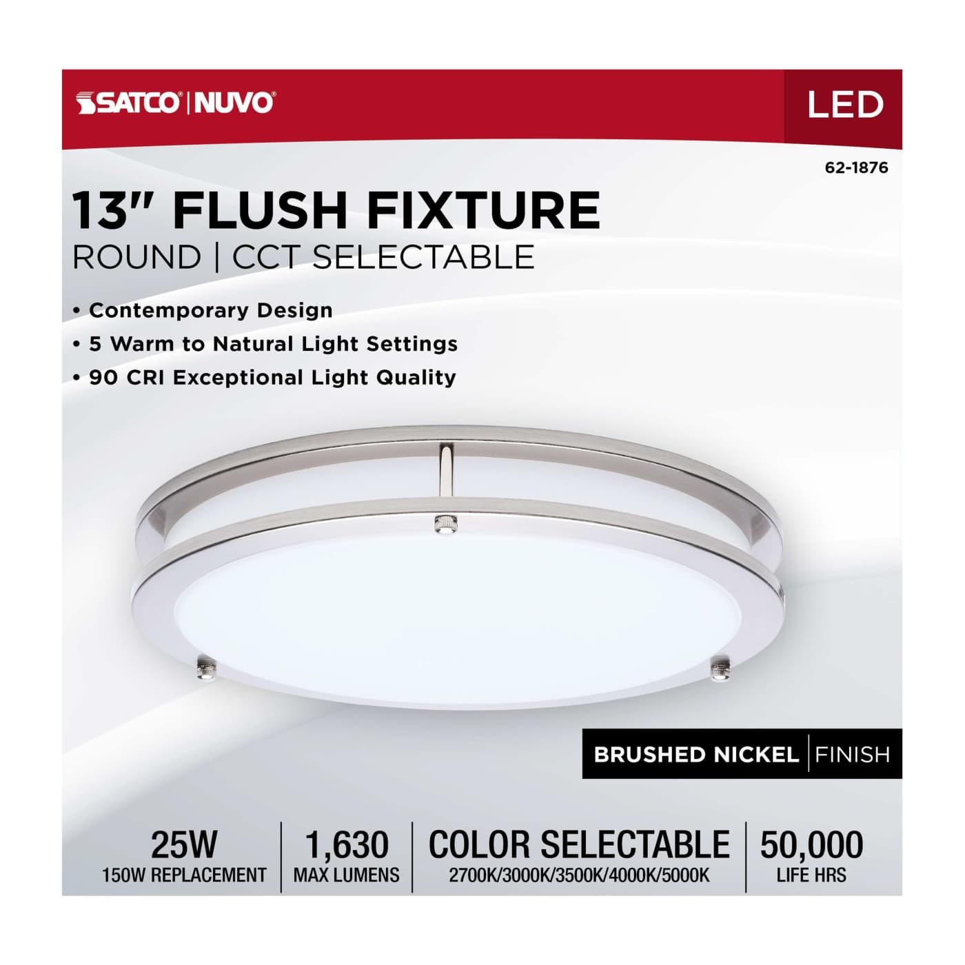 LED GLAMOUR BN 13" FLUSH - 62-1876