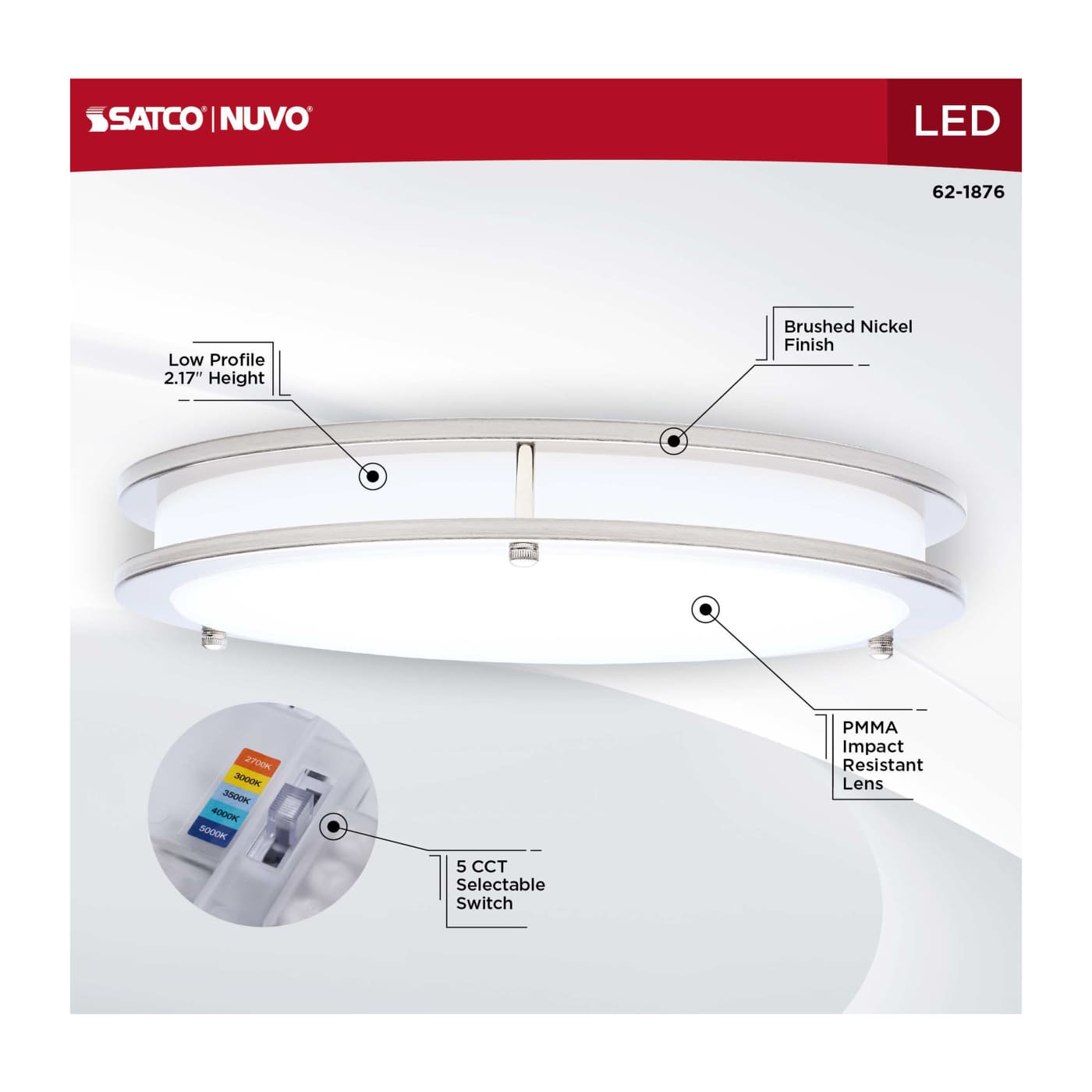 LED GLAMOUR BN 13" FLUSH - 62-1876