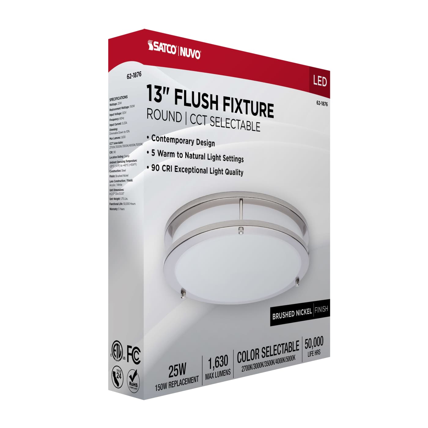 LED GLAMOUR BN 13" FLUSH - 62-1876